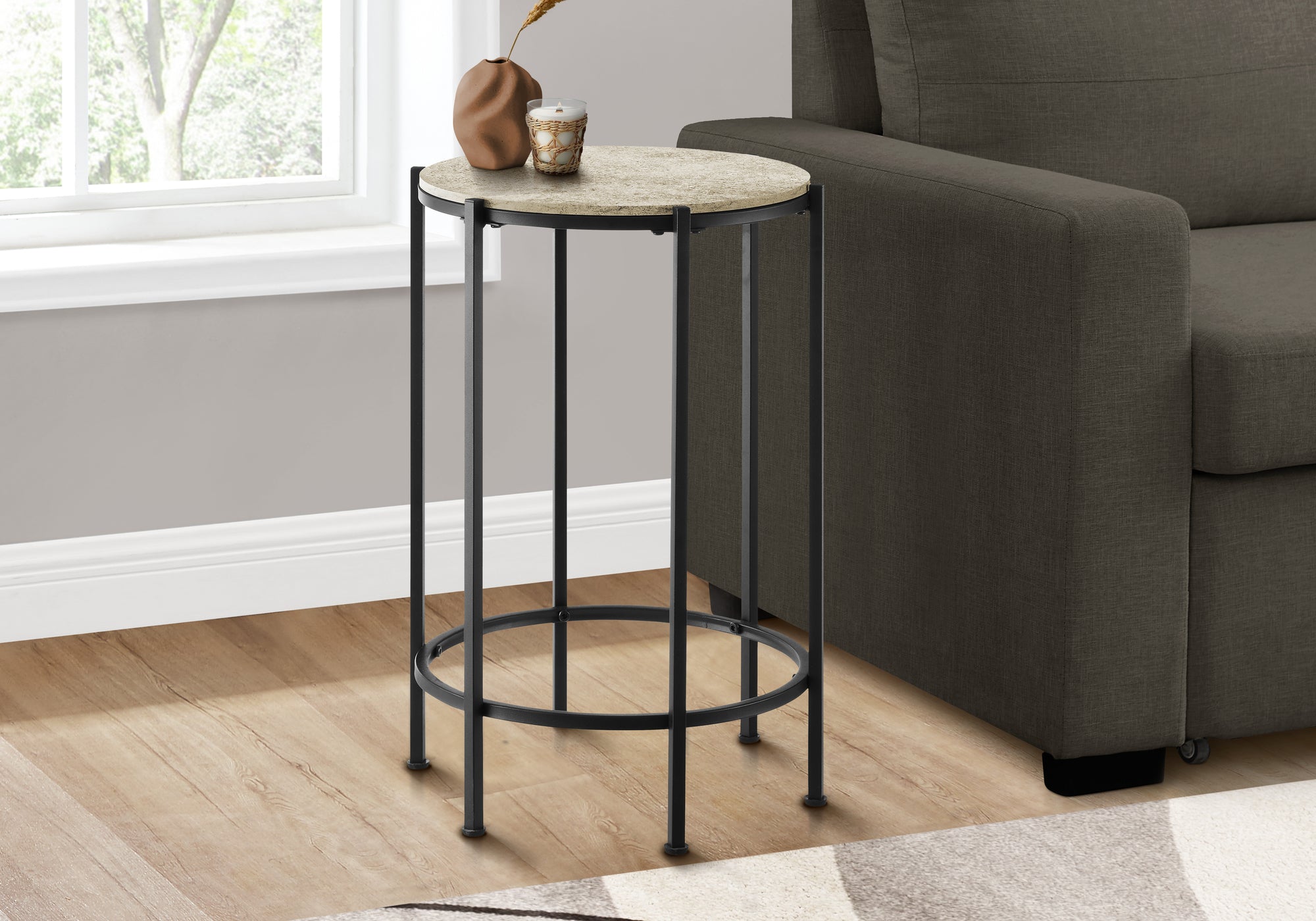 Accent Table 24"H Dark Bronze Round Side Table-Accent Table-DECOROLALA