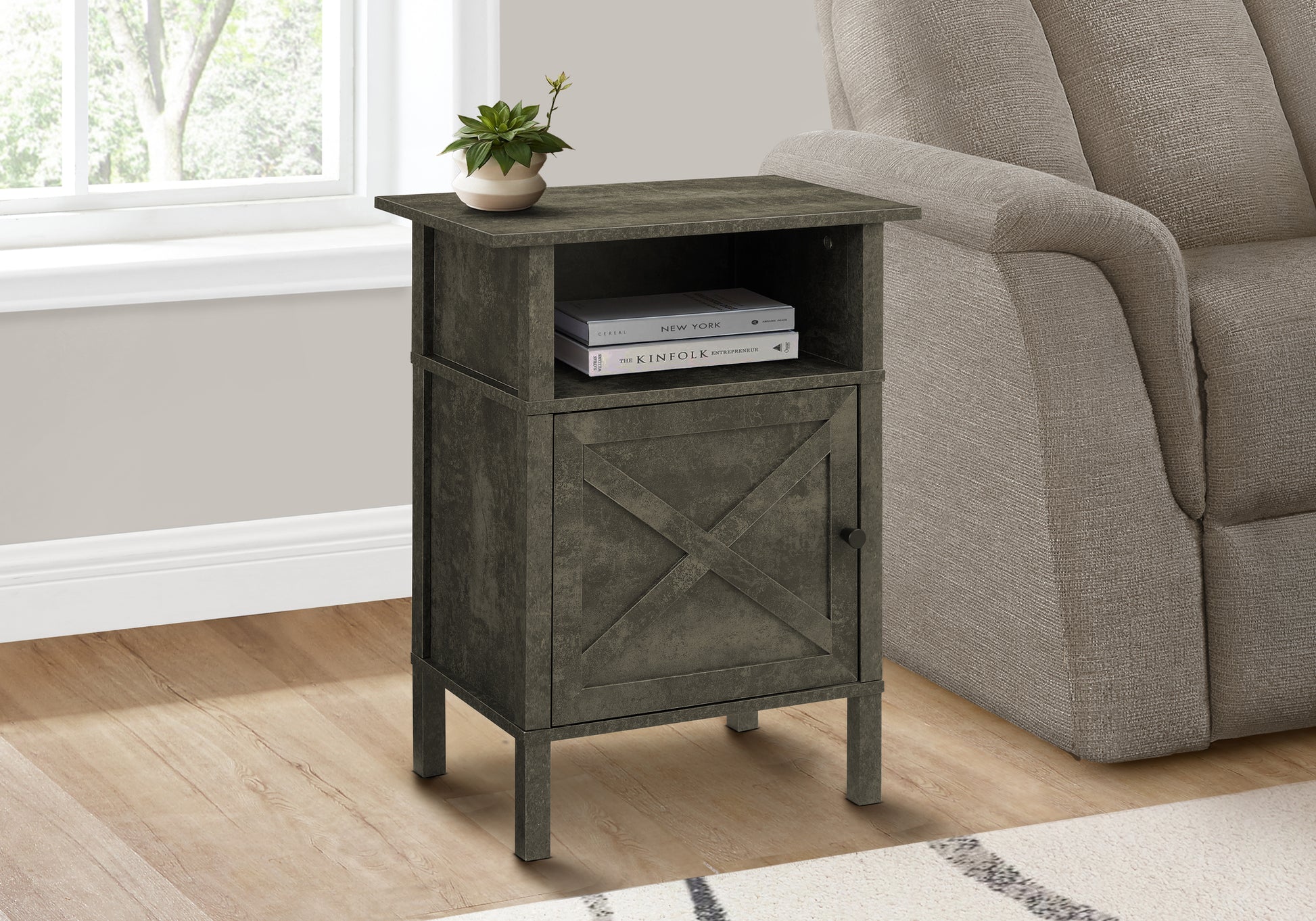 Accent Table 24"H Dark Bronze with Storage-Accent Table-DECOROLALA