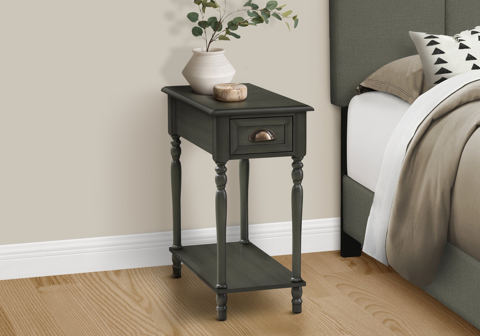 Accent Table - 24"H / Dark Green Veneer End Table-Accent Table-DECOROLALA