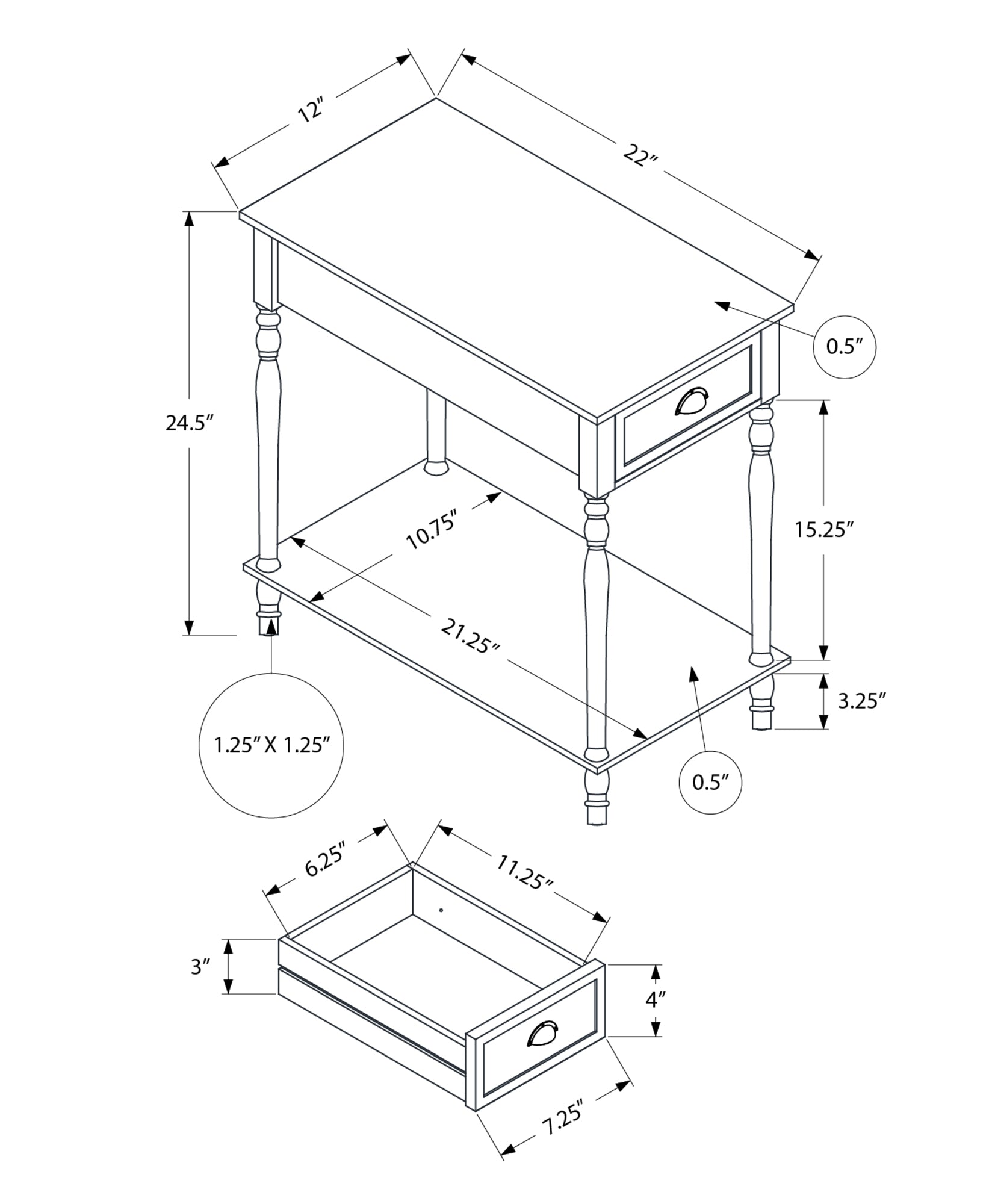 Accent Table - 24"H / Dark Green Veneer End Table-Accent Table-DECOROLALA