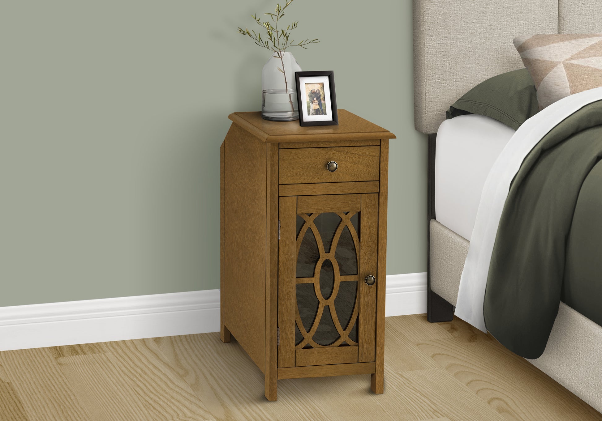 Accent Table 24"H Dark Taupe Veneer End Table-Accent Table-DECOROLALA