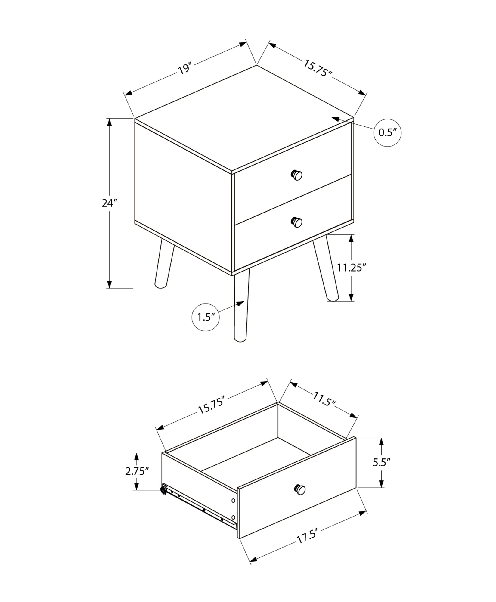 Accent Table - 24"H / End Table With 2 Drawers-Accent Table-DECOROLALA