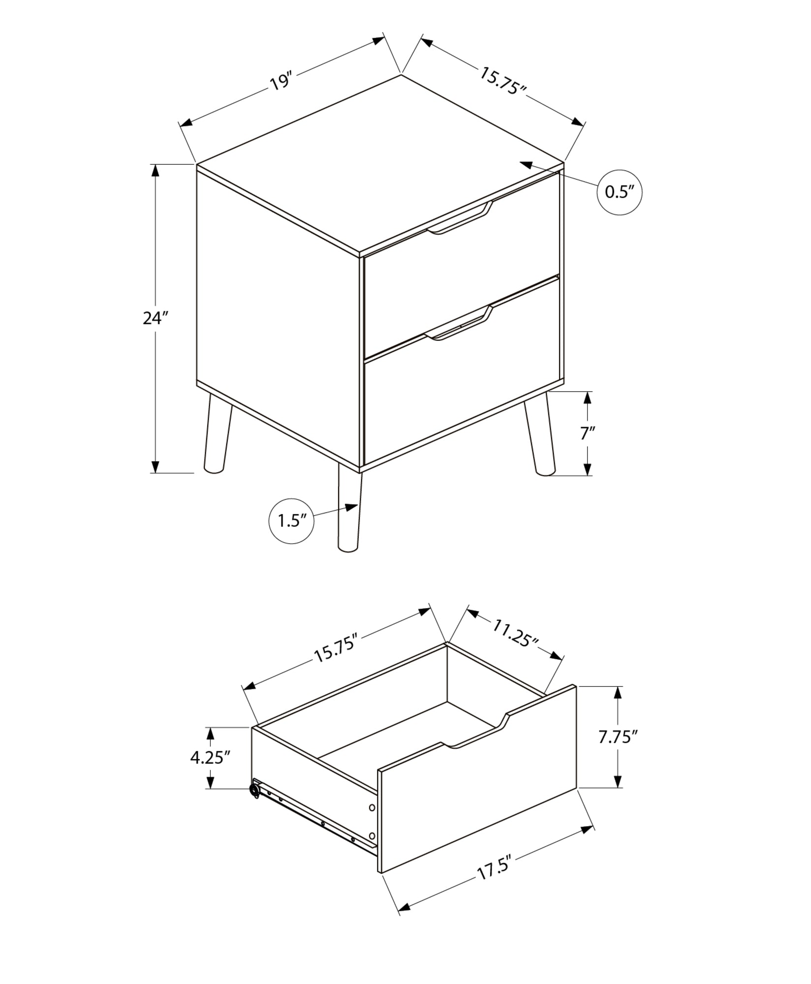 Accent Table - 24"H / End Table With 2 Drawers-Accent Table-DECOROLALA