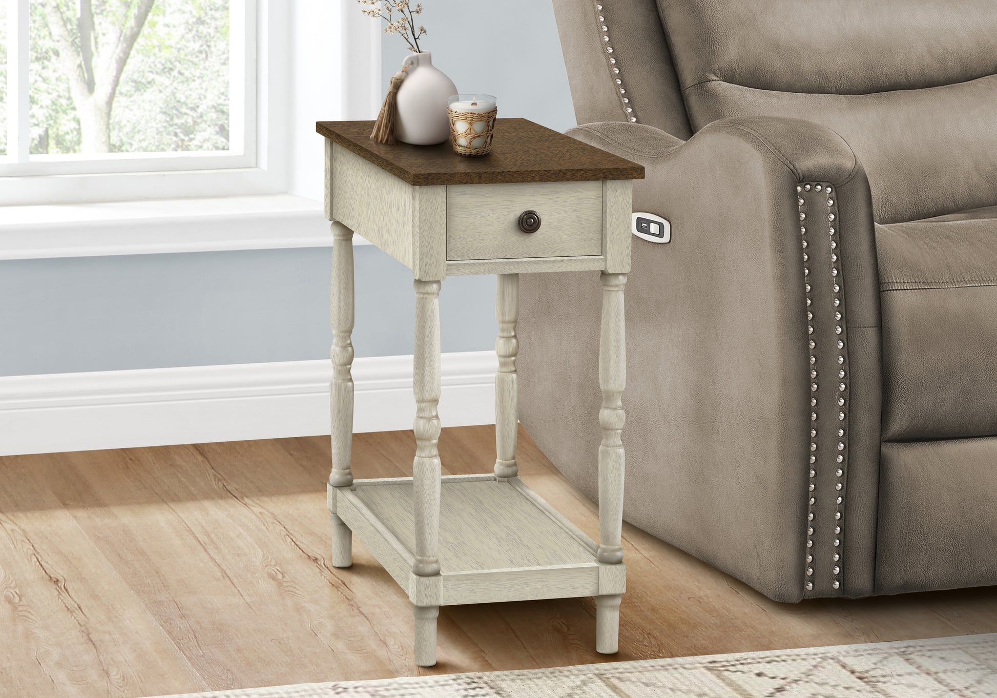 Accent Table - 24"H Espresso Veneer End Table-Accent Table-DECOROLALA