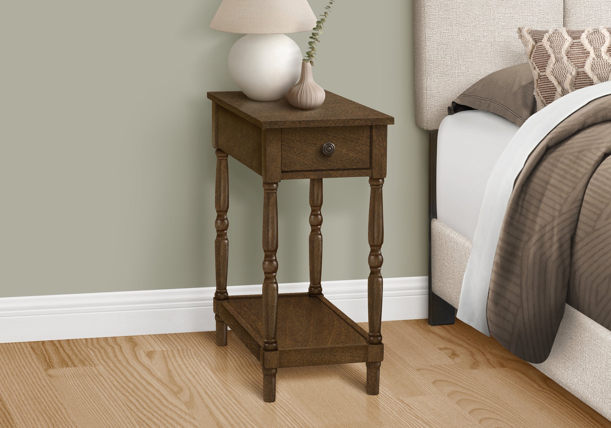 Accent Table - 24"H Espresso Veneer End Table-Accent Table-DECOROLALA