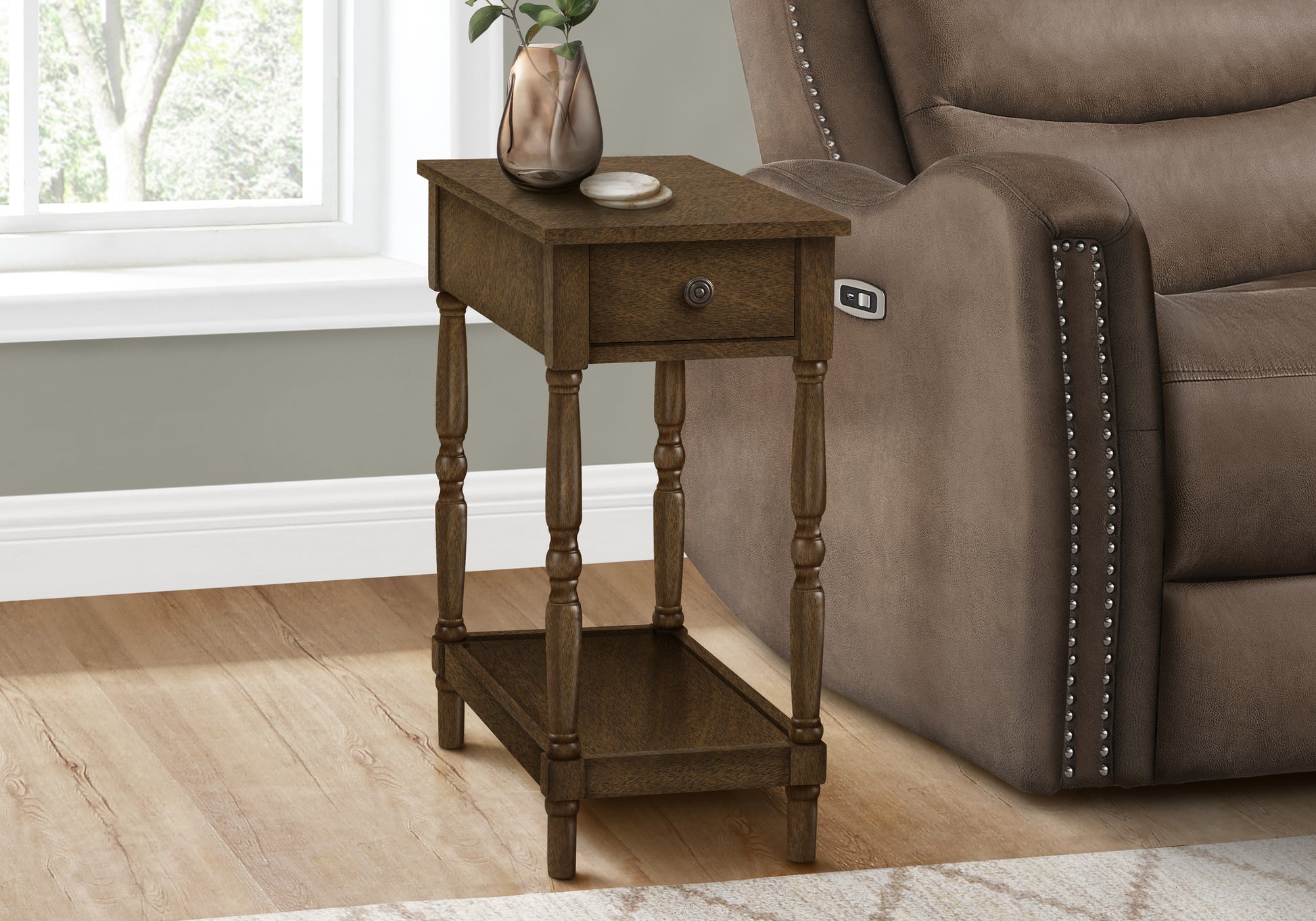 Accent Table - 24"H Espresso Veneer End Table-Accent Table-DECOROLALA