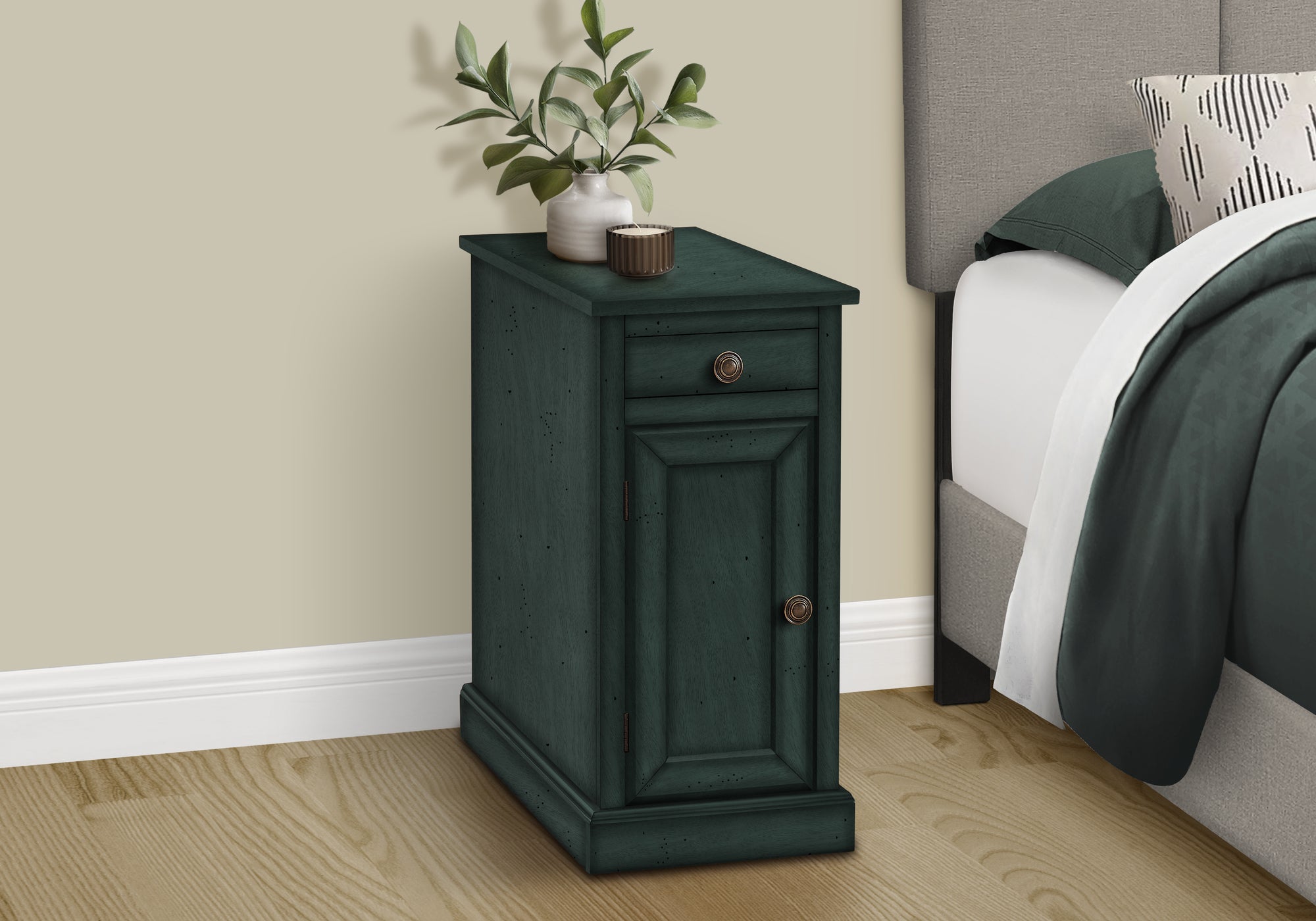 Accent Table 24"H Espresso Veneer End Table with Storage-Accent Table-DECOROLALA