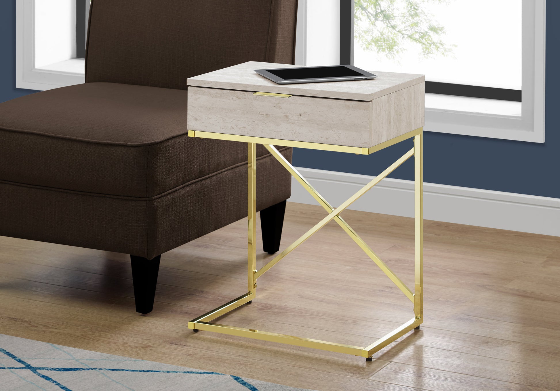 Accent Table 24"H Glossy White Chrome Base-Accent Table-DECOROLALA