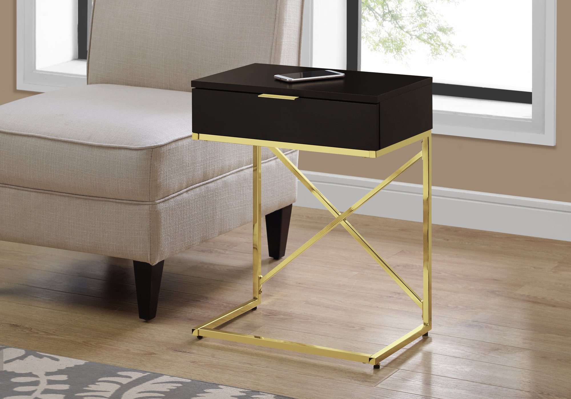 Accent Table 24"H Glossy White Chrome Base-Accent Table-DECOROLALA