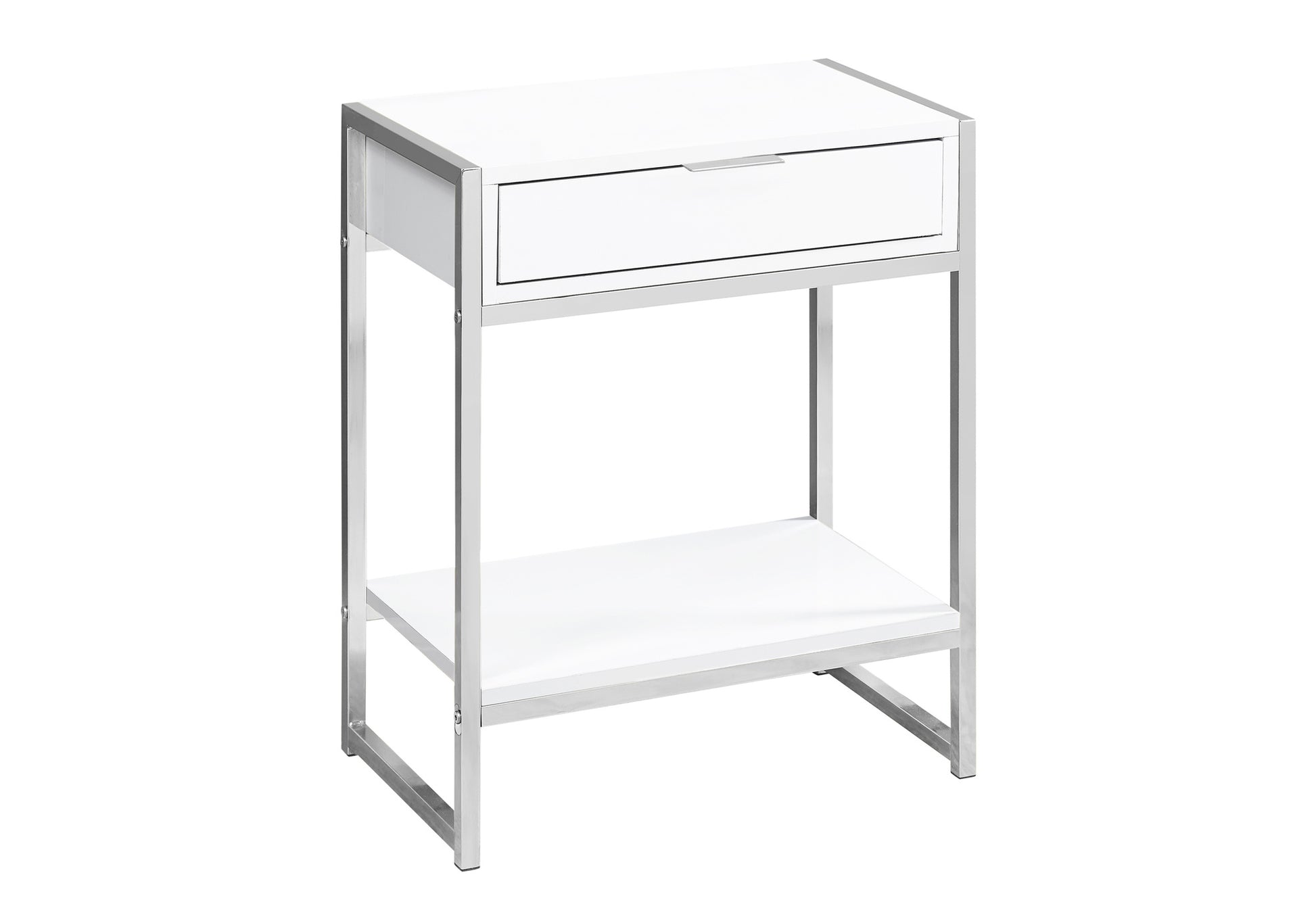 Accent Table - 24"H / Glossy White / Chrome Metal-Accent Table-DECOROLALA