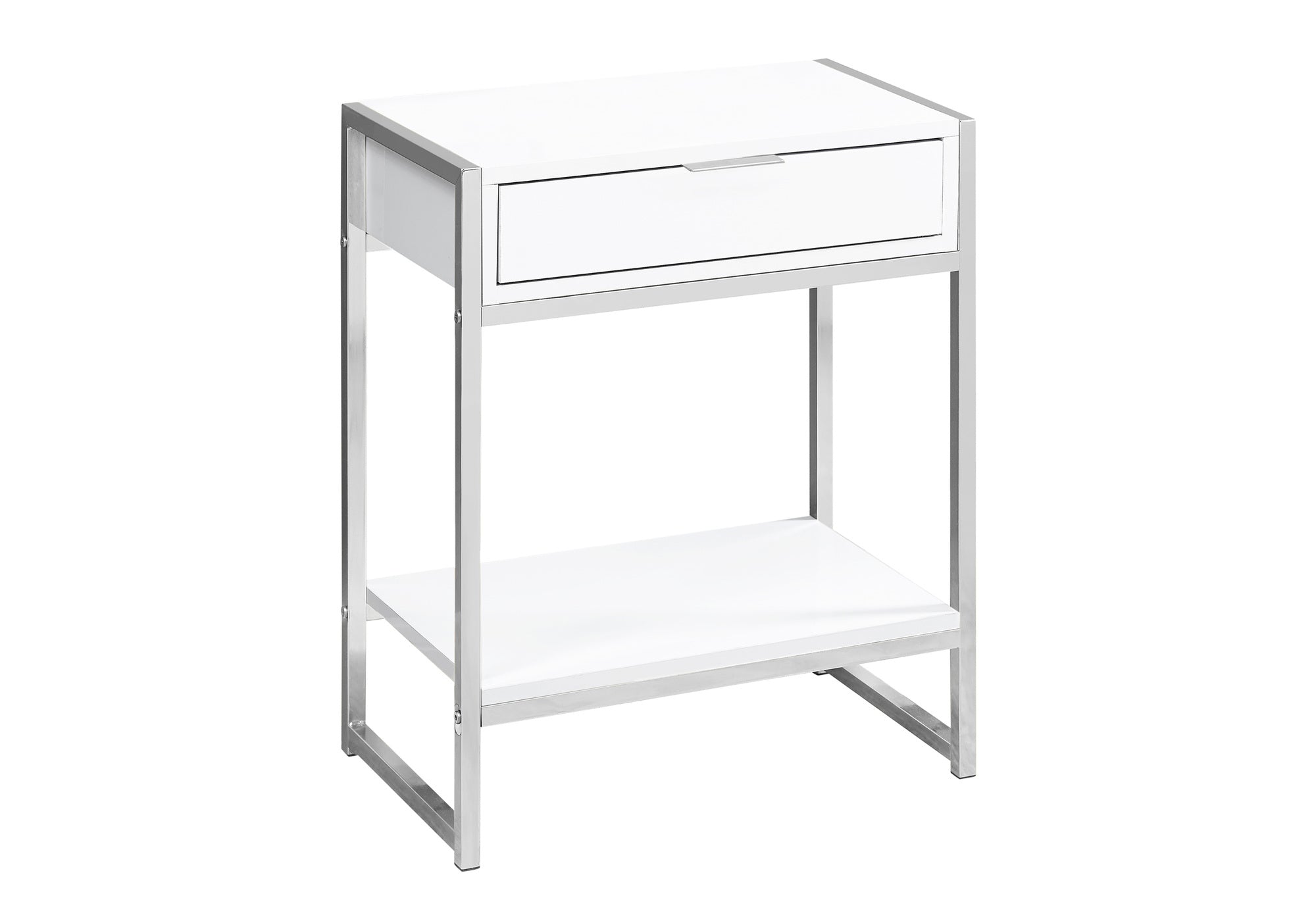 Accent Table - 24"H / Glossy White / Chrome Metal-Accent Table-DECOROLALA