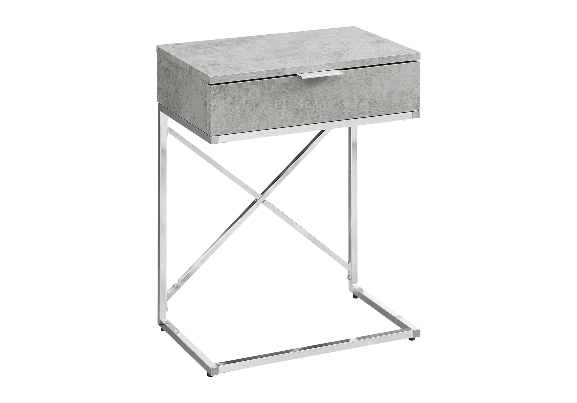 Accent Table - 24"H / Glossy White / Chrome Metal-Accent Table-DECOROLALA