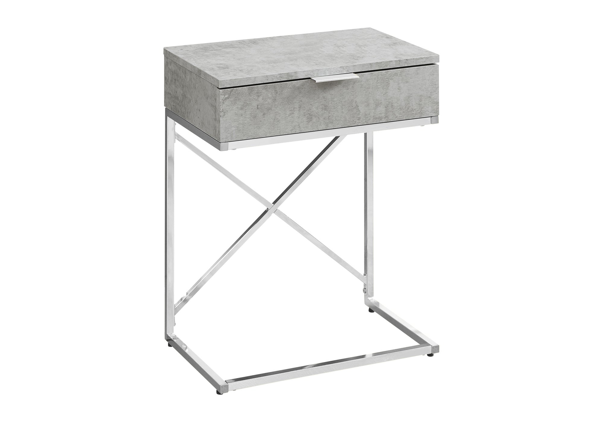 Accent Table - 24"H / Glossy White / Chrome Metal-Accent Table-DECOROLALA