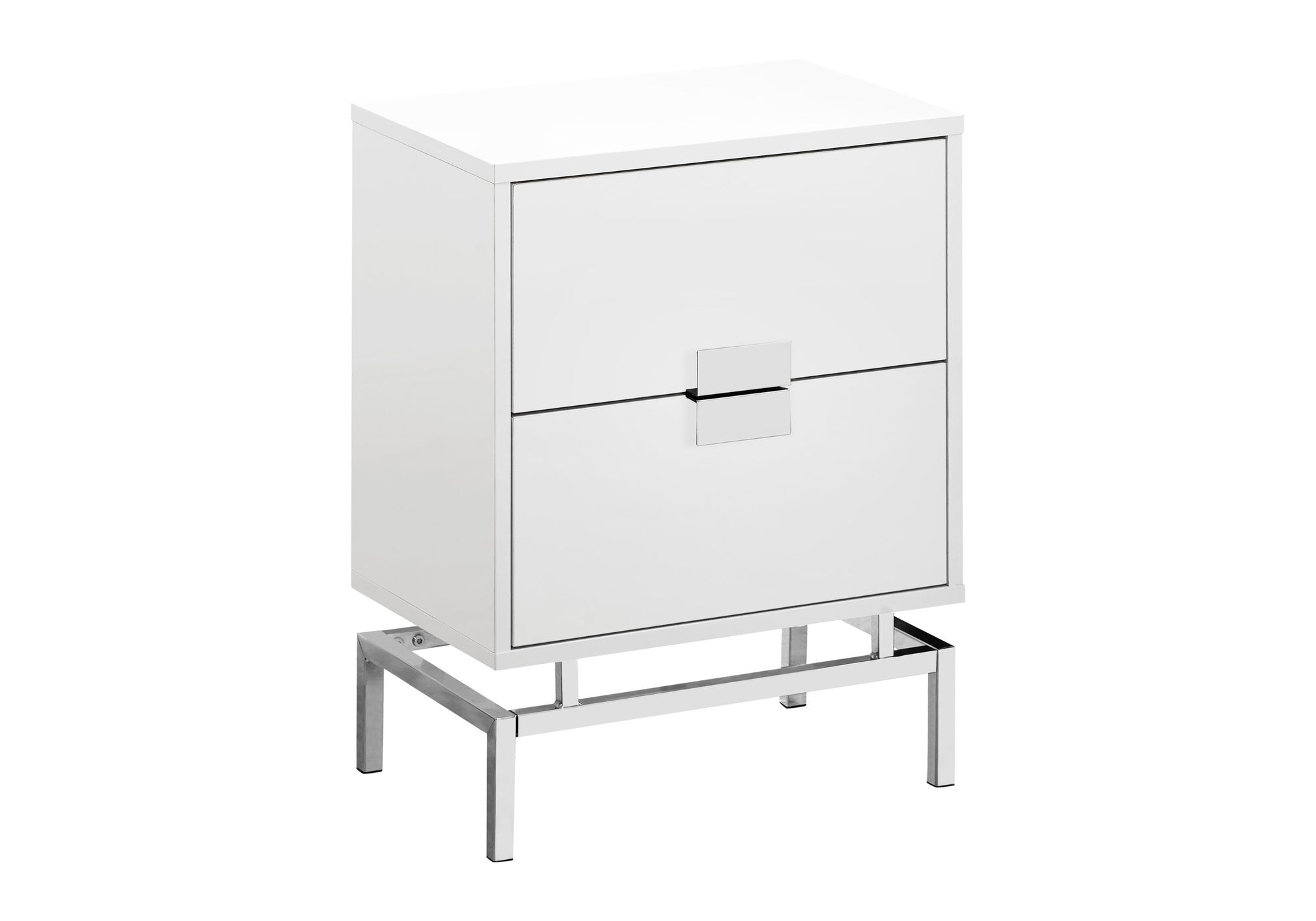 Accent Table - 24"H / Glossy White / Chrome Metal-Accent Table-DECOROLALA