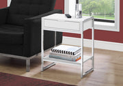 Accent Table - 24"H / Glossy White / Chrome Metal-Accent Table-DECOROLALA
