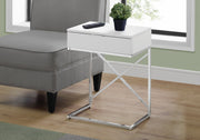 Accent Table - 24"H / Glossy White / Chrome Metal-Accent Table-DECOROLALA