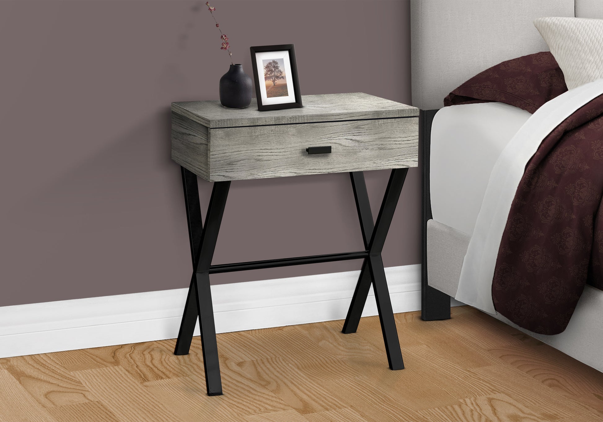 Accent Table 24"H Glossy White Chrome Metal Storage Drawer-Accent Table-DECOROLALA