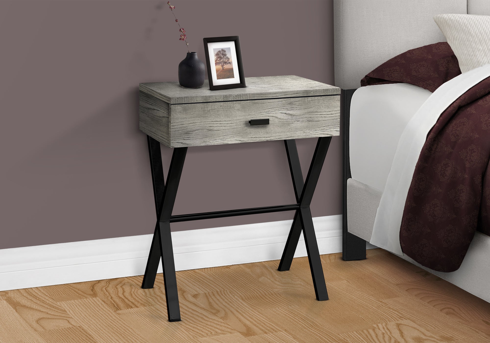 Accent Table 24"H Glossy White Chrome Metal Storage Drawer-Accent Table-DECOROLALA