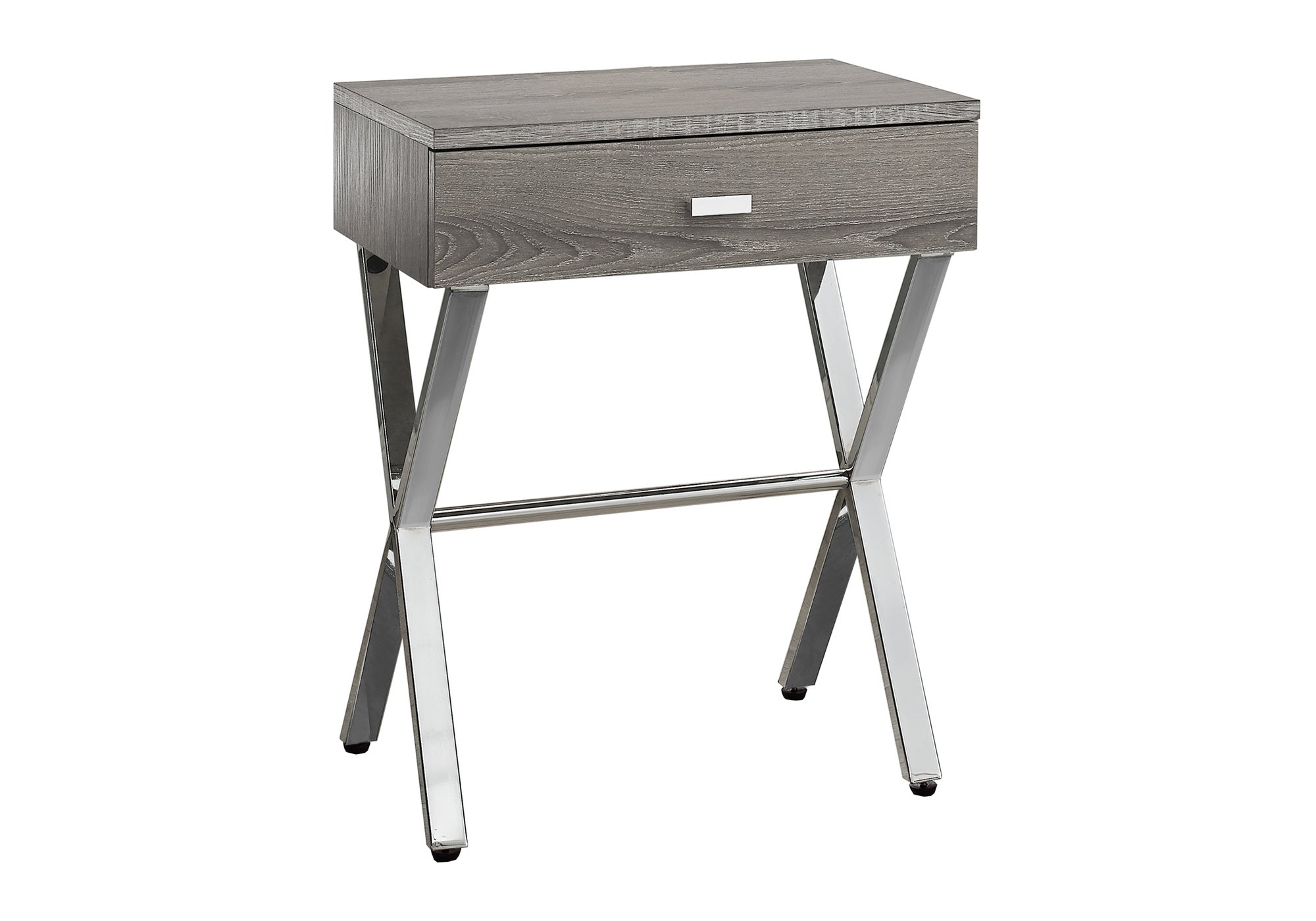 Accent Table 24"H Glossy White Chrome Metal Storage Drawer-Accent Table-DECOROLALA