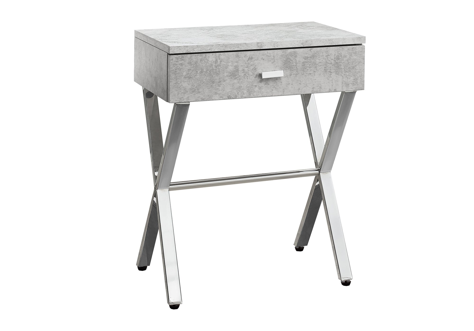 Accent Table 24"H Glossy White Chrome Metal Storage Drawer-Accent Table-DECOROLALA