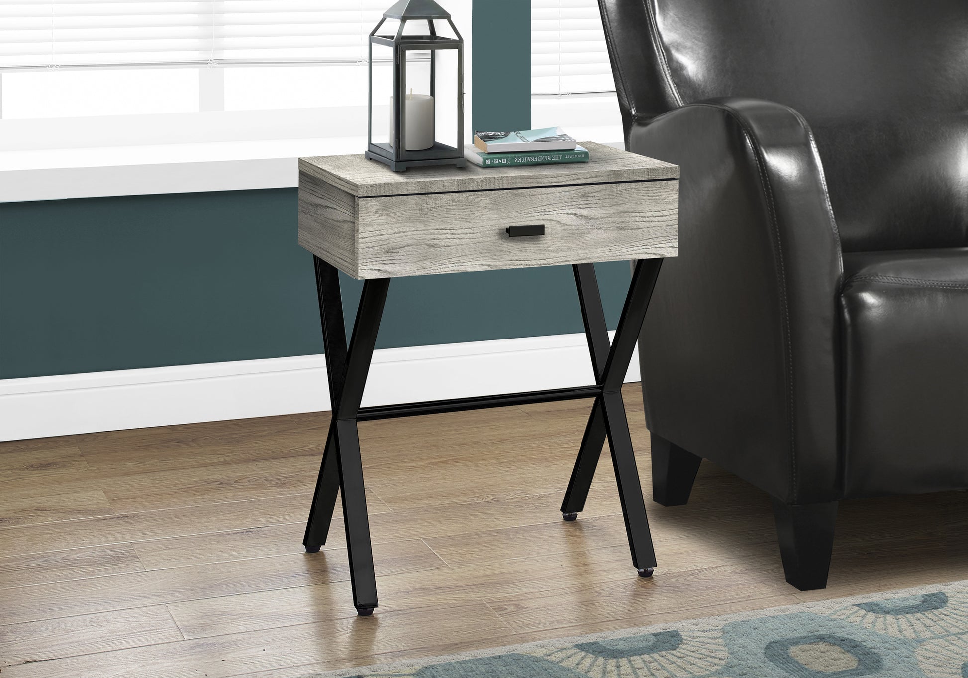 Accent Table 24"H Glossy White Chrome Metal Storage Drawer-Accent Table-DECOROLALA