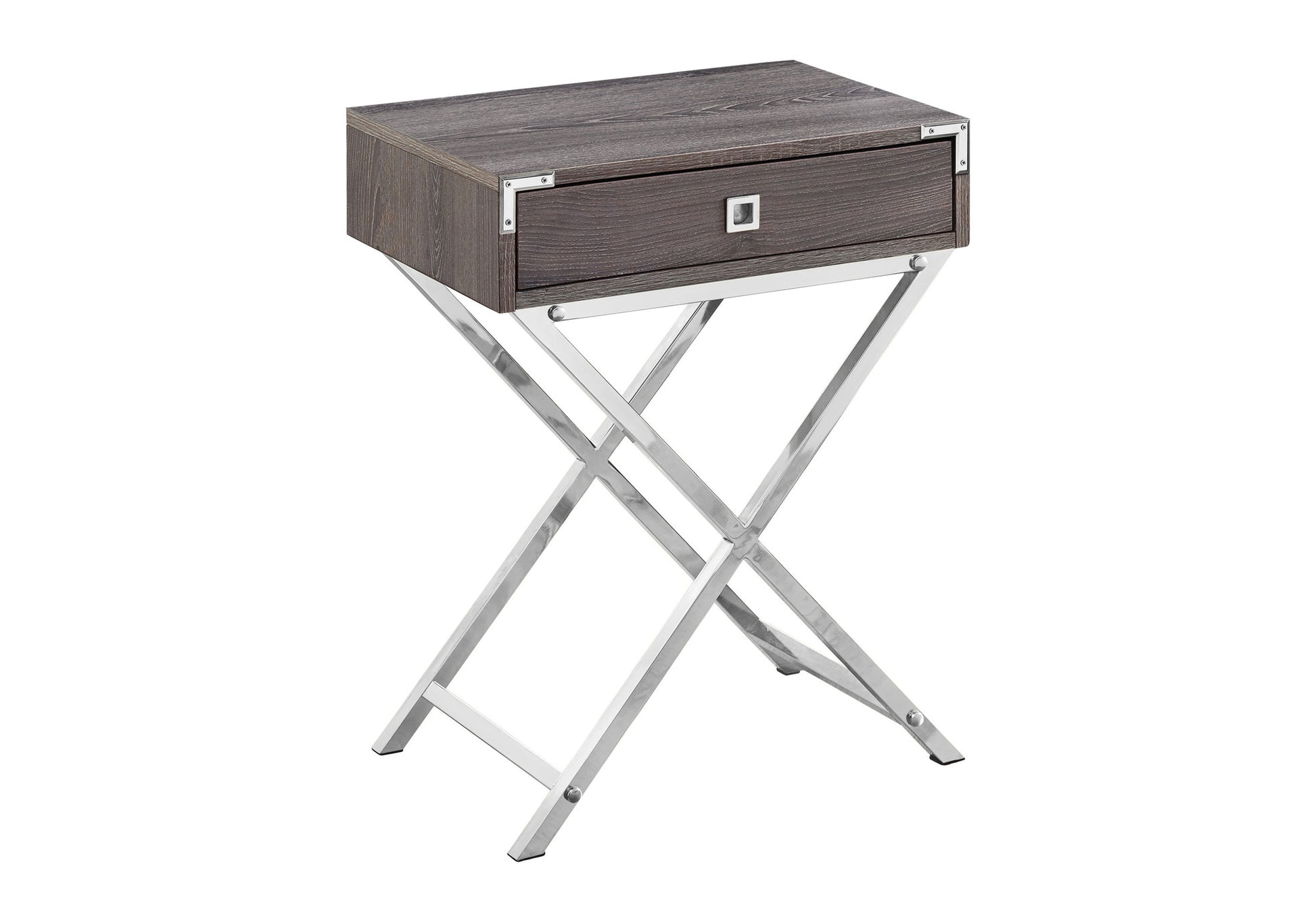 Accent Table 24"H Grey Cement Black Nickel with Drawer-Tv Stand-DECOROLALA