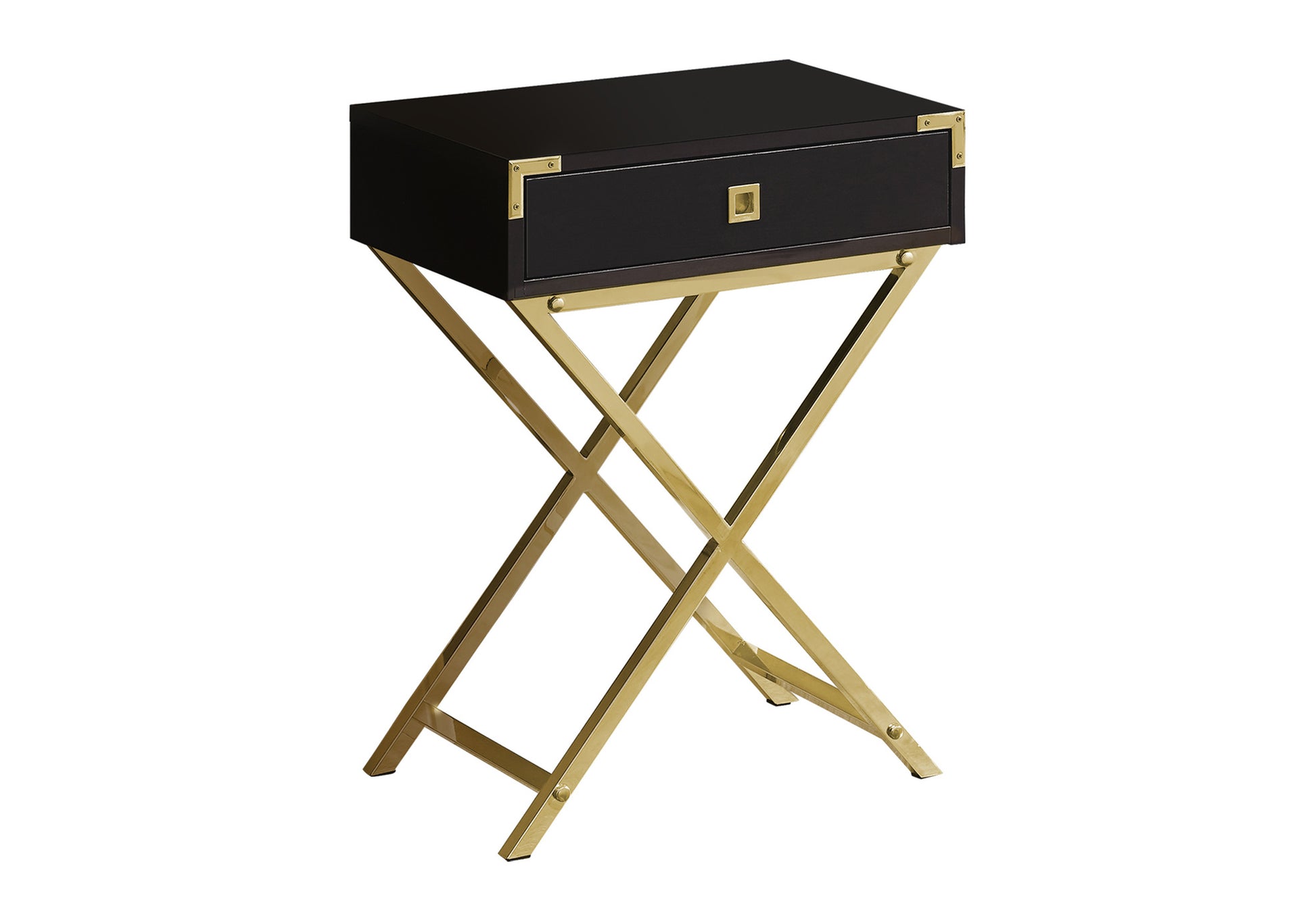 Accent Table 24"H Grey Cement Black Nickel with Drawer-Tv Stand-DECOROLALA