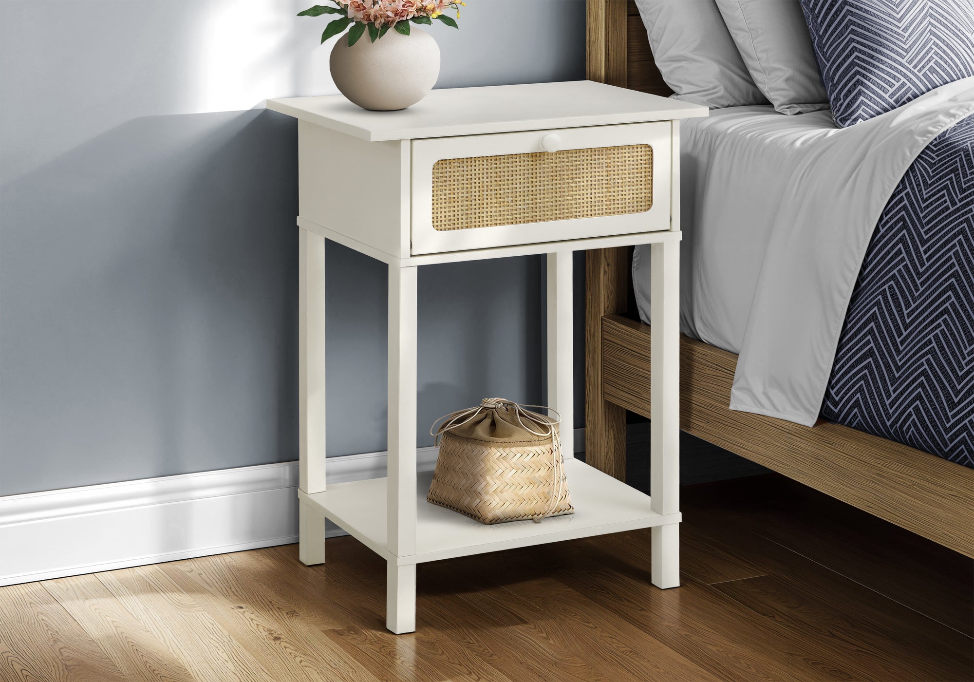 Accent Table 24"H Natural Laminate 2-Tier Storage-Accent Table-DECOROLALA