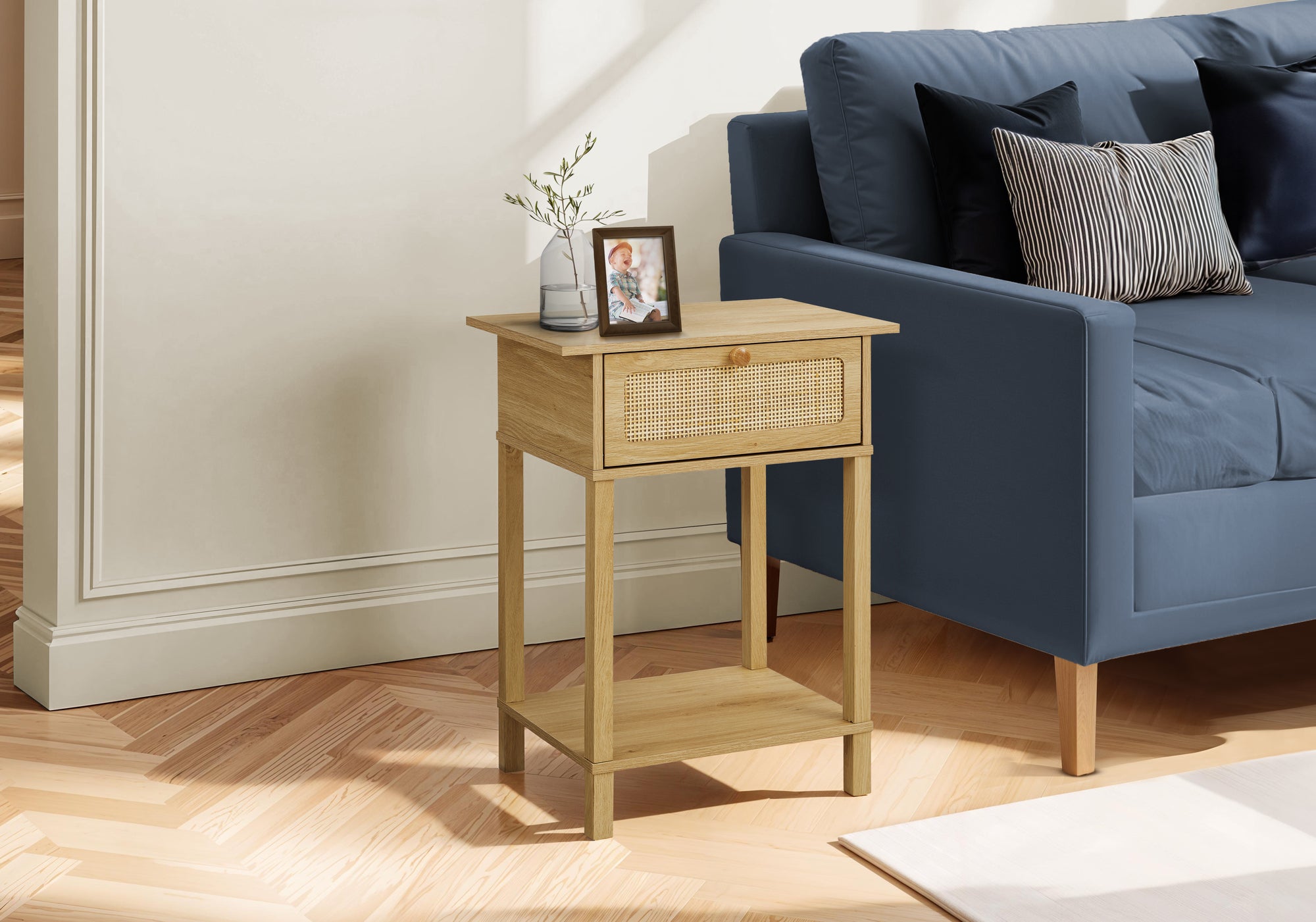 Accent Table 24"H Natural Laminate 2-Tier Storage-Accent Table-DECOROLALA