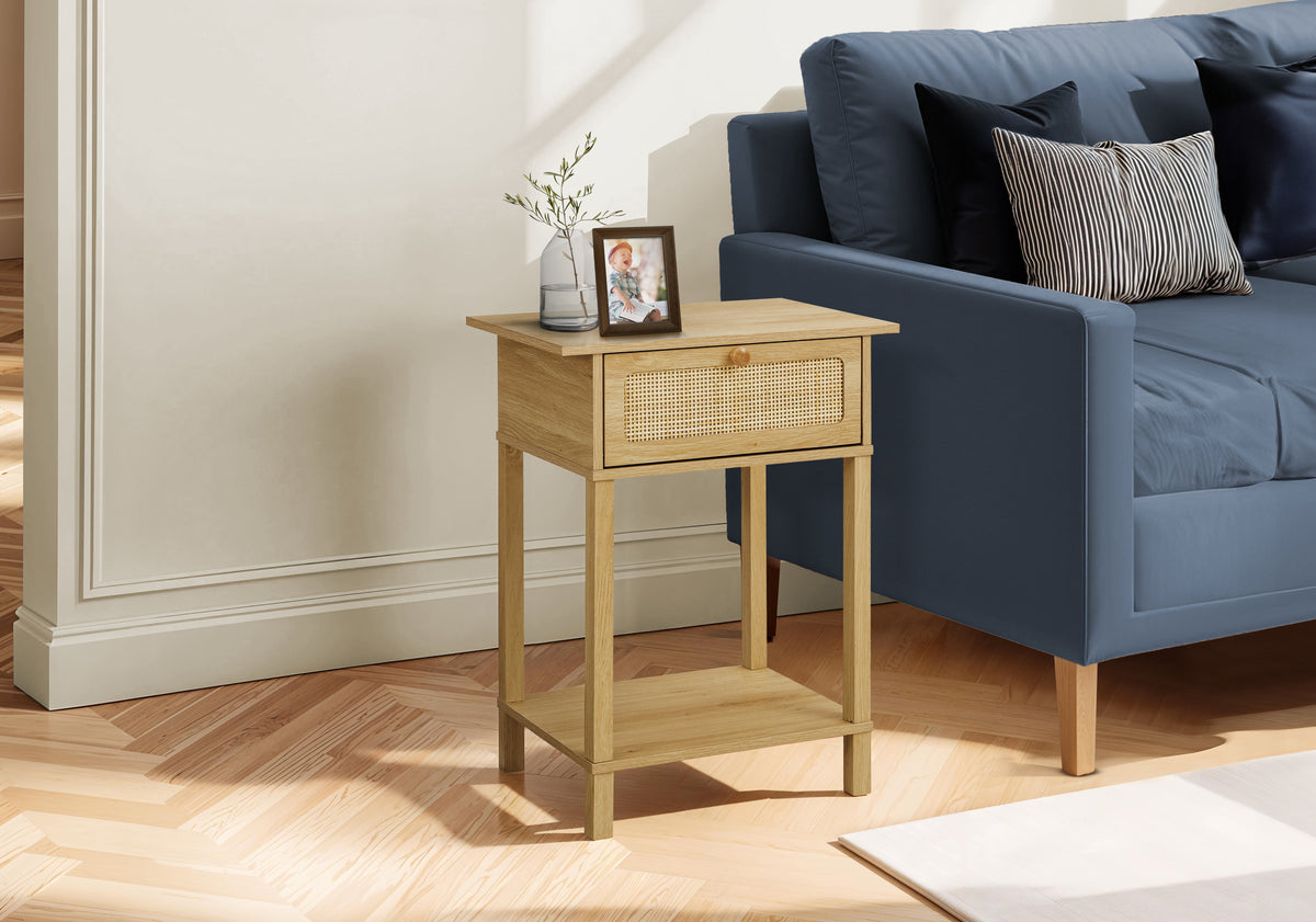 Accent Table 24"H Natural Laminate 2-Tier Storage-Accent Tables-DECOROLALA