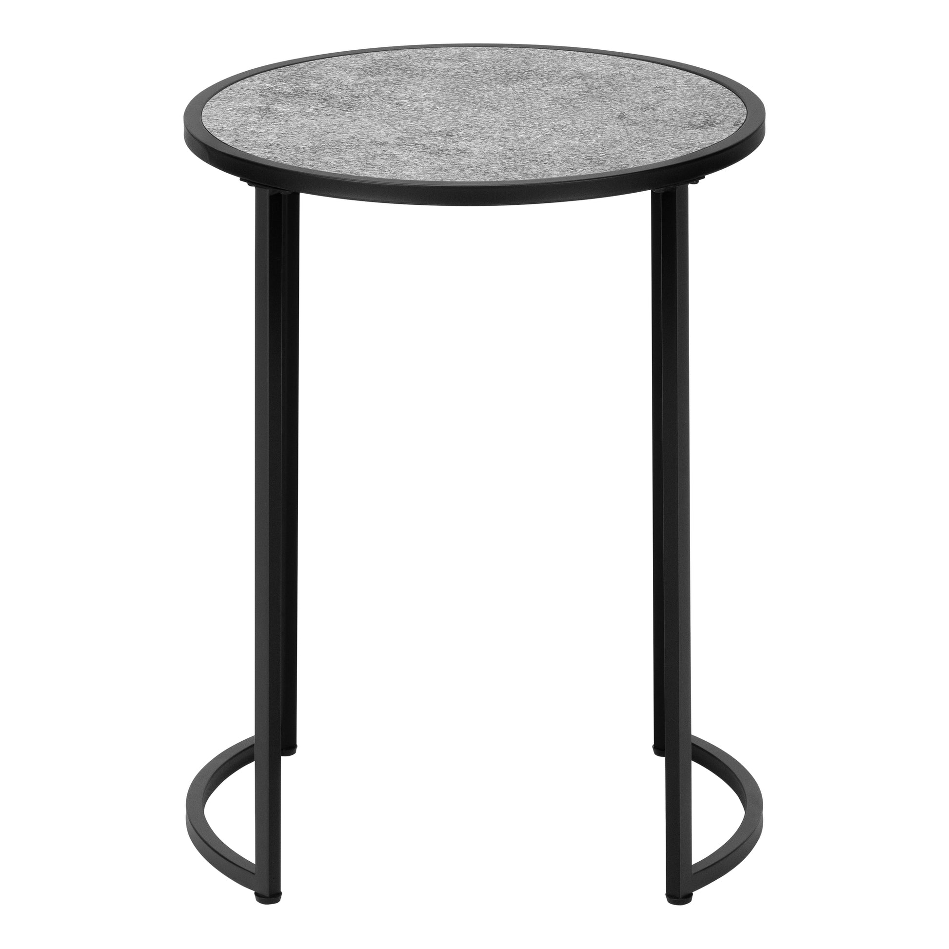 Accent Table 24H Round White Marble Silver Metal-Accent Table-DECOROLALA
