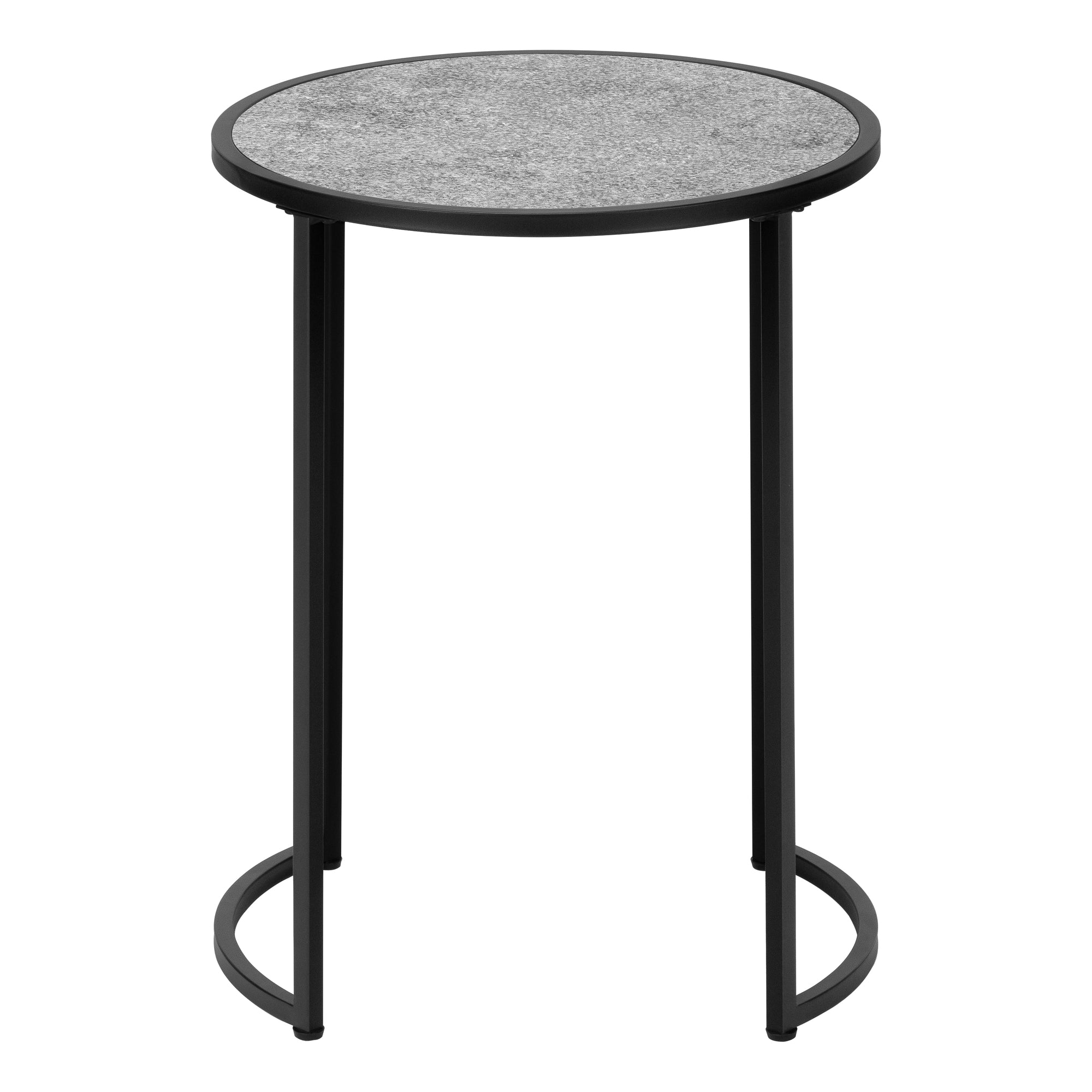 Accent Table 24H Round White Marble Silver Metal-Accent Table-DECOROLALA