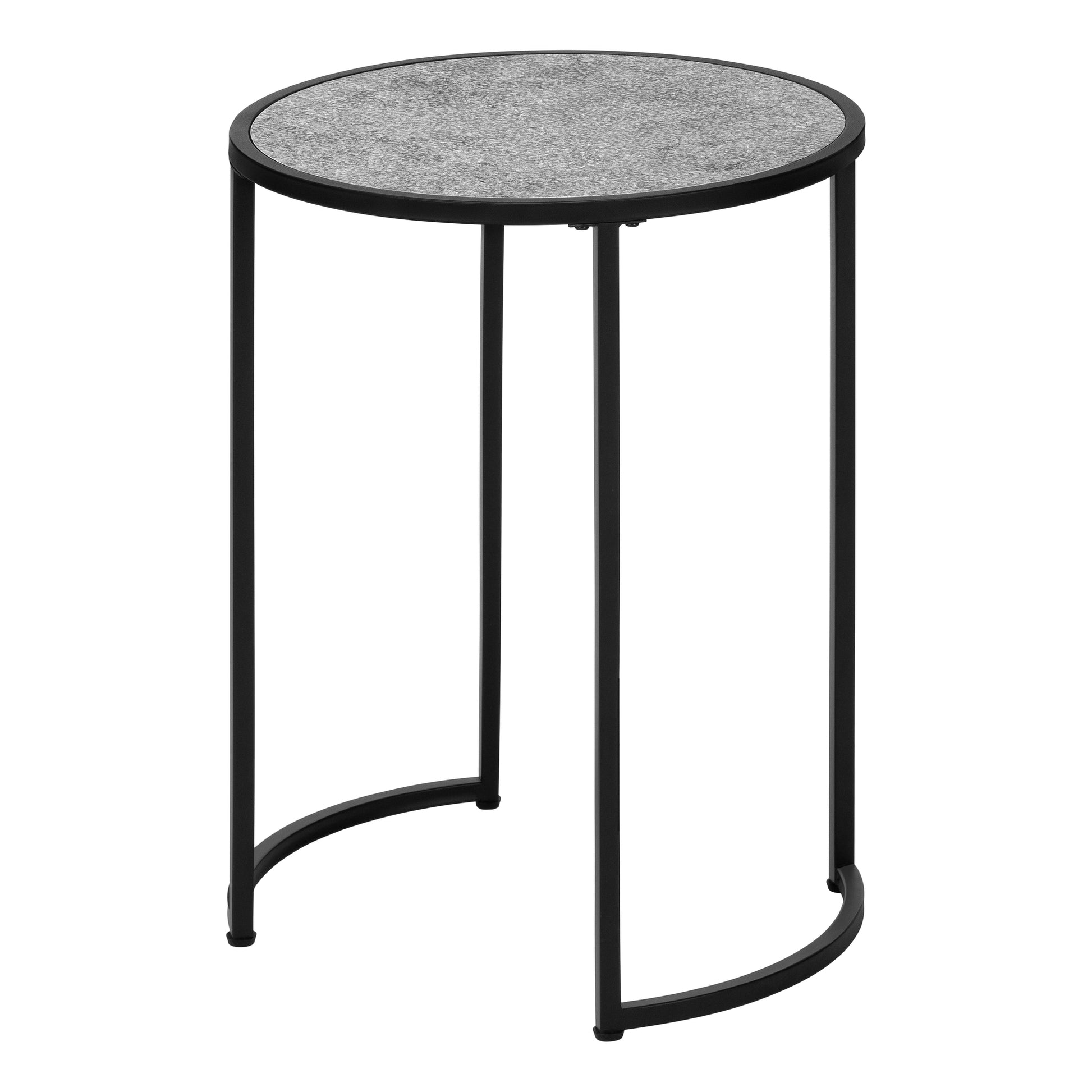 Accent Table 24H Round White Marble Silver Metal-Accent Table-DECOROLALA