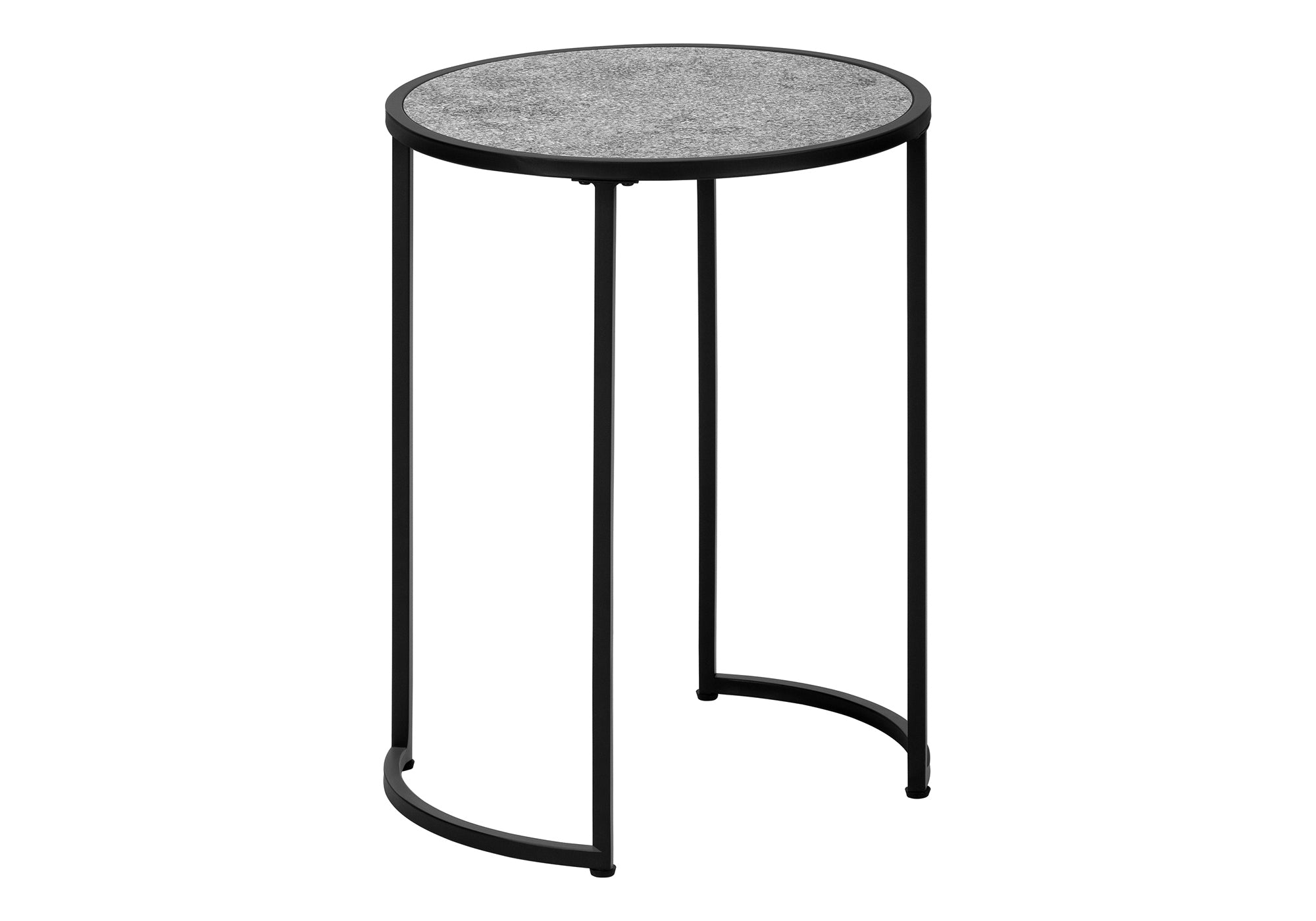 Accent Table 24H Round White Marble Silver Metal-Accent Table-DECOROLALA