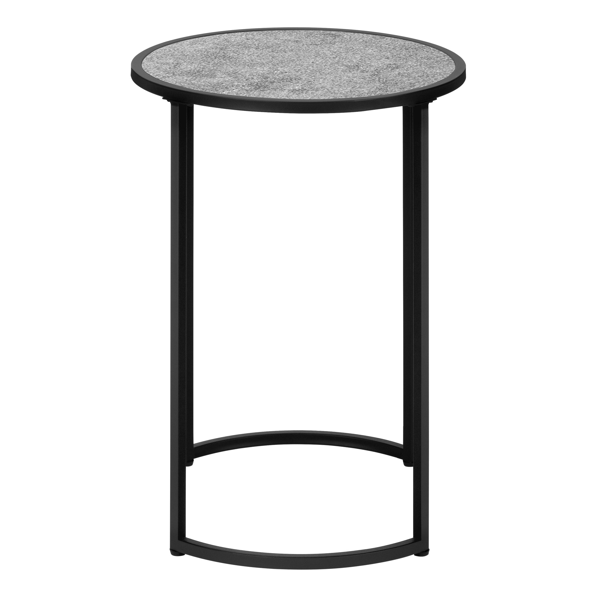 Accent Table 24H Round White Marble Silver Metal-Accent Table-DECOROLALA