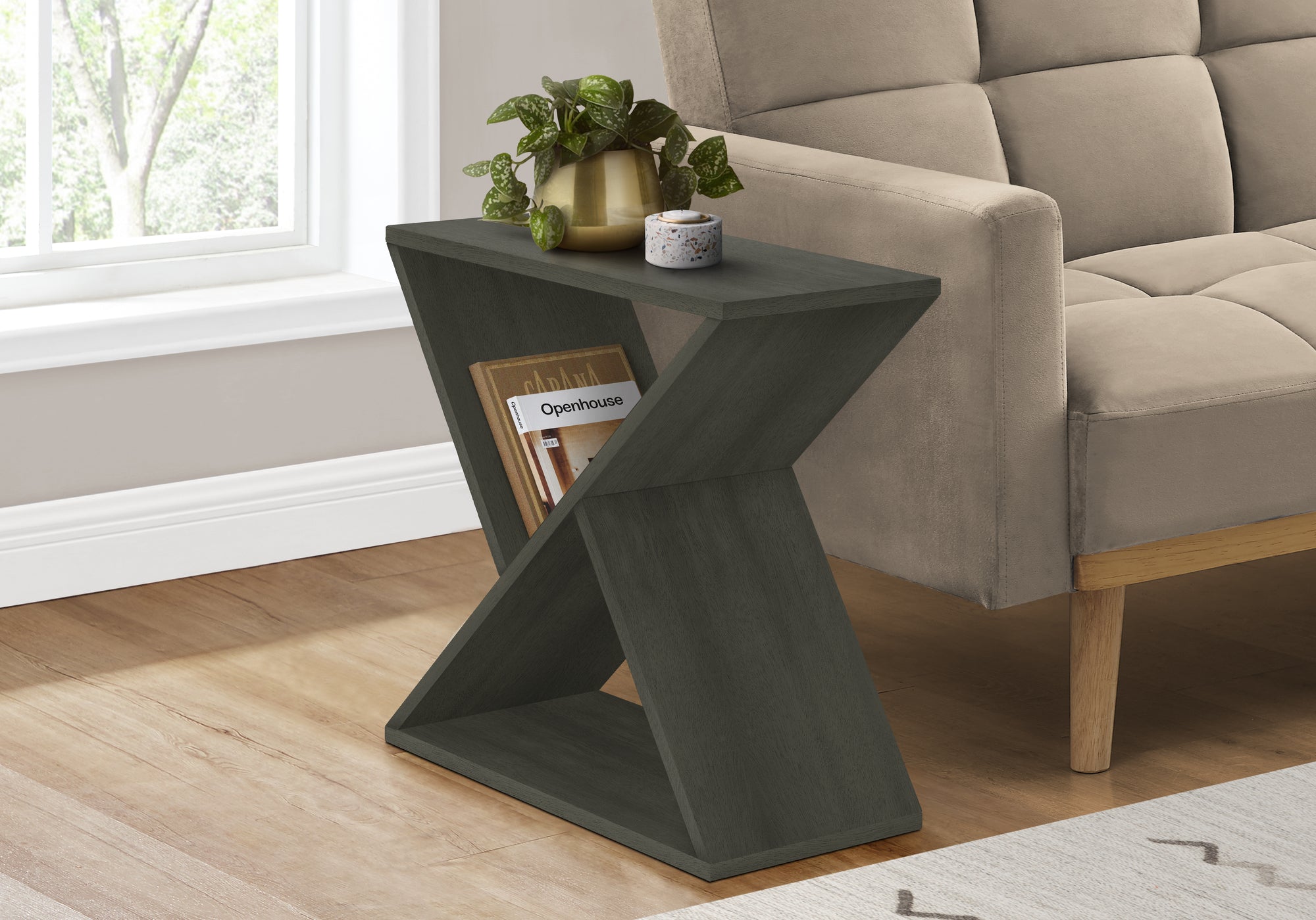 Accent Table 24"H Washed Grey Veneer End Table-Accent Table-DECOROLALA