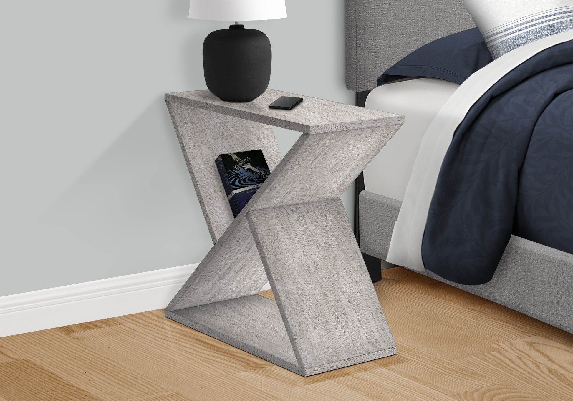 Accent Table 24"H Washed Grey Veneer End Table-Accent Table-DECOROLALA