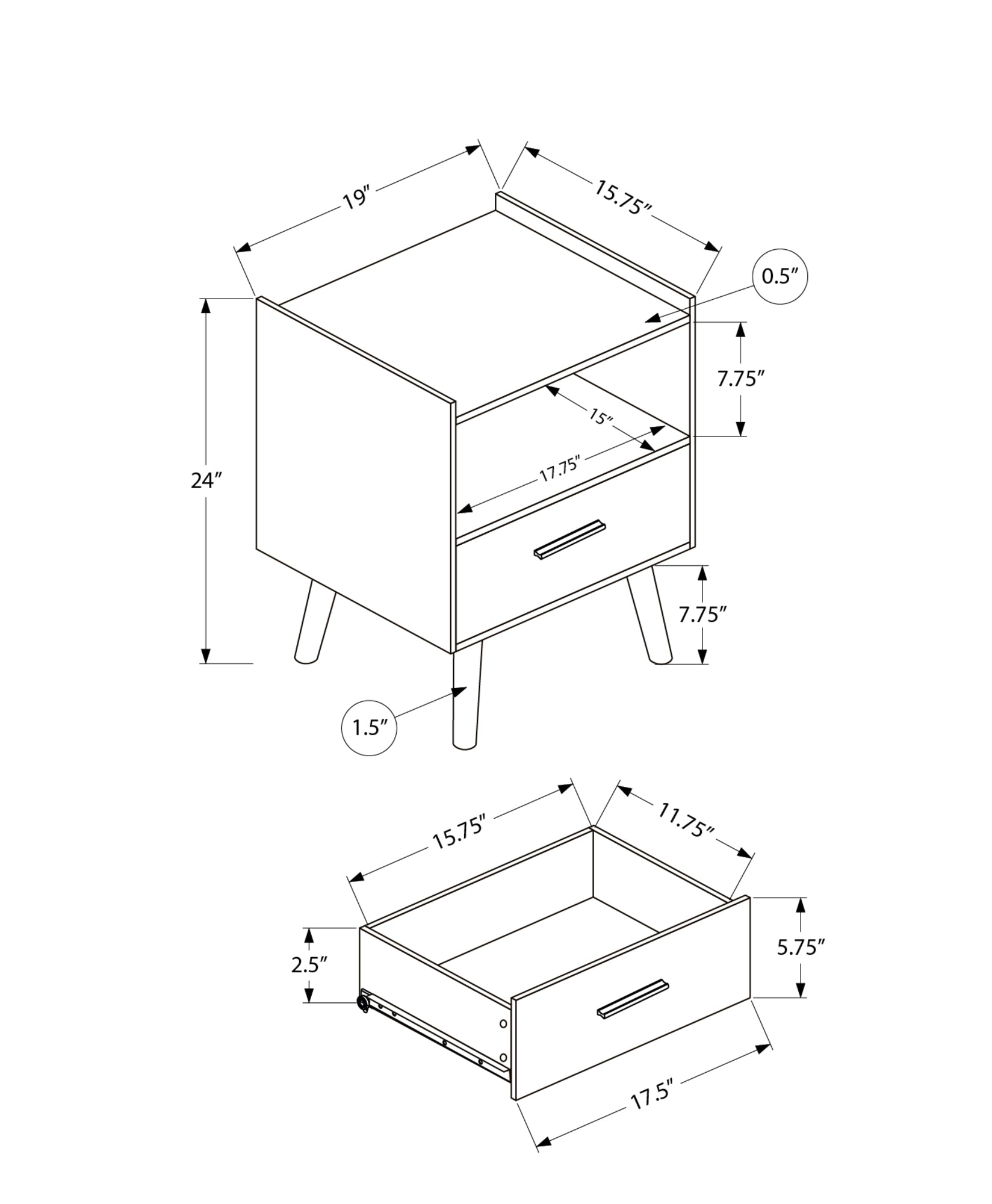 Accent Table - 24"H / White End Table With 1 Drawer-Accent Table-DECOROLALA