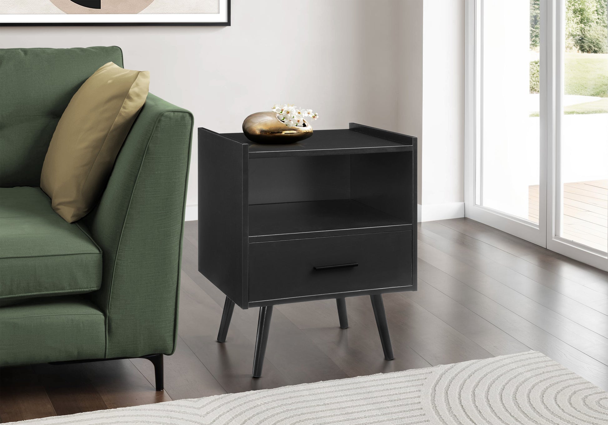 Accent Table 24"H White End Table with Drawer-Accent Table-DECOROLALA