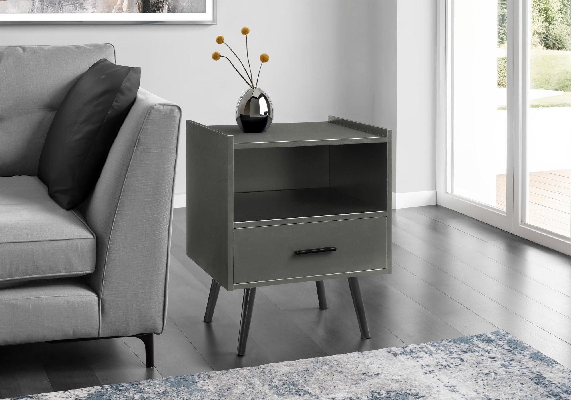 Accent Table 24"H White End Table with Drawer-Accent Table-DECOROLALA