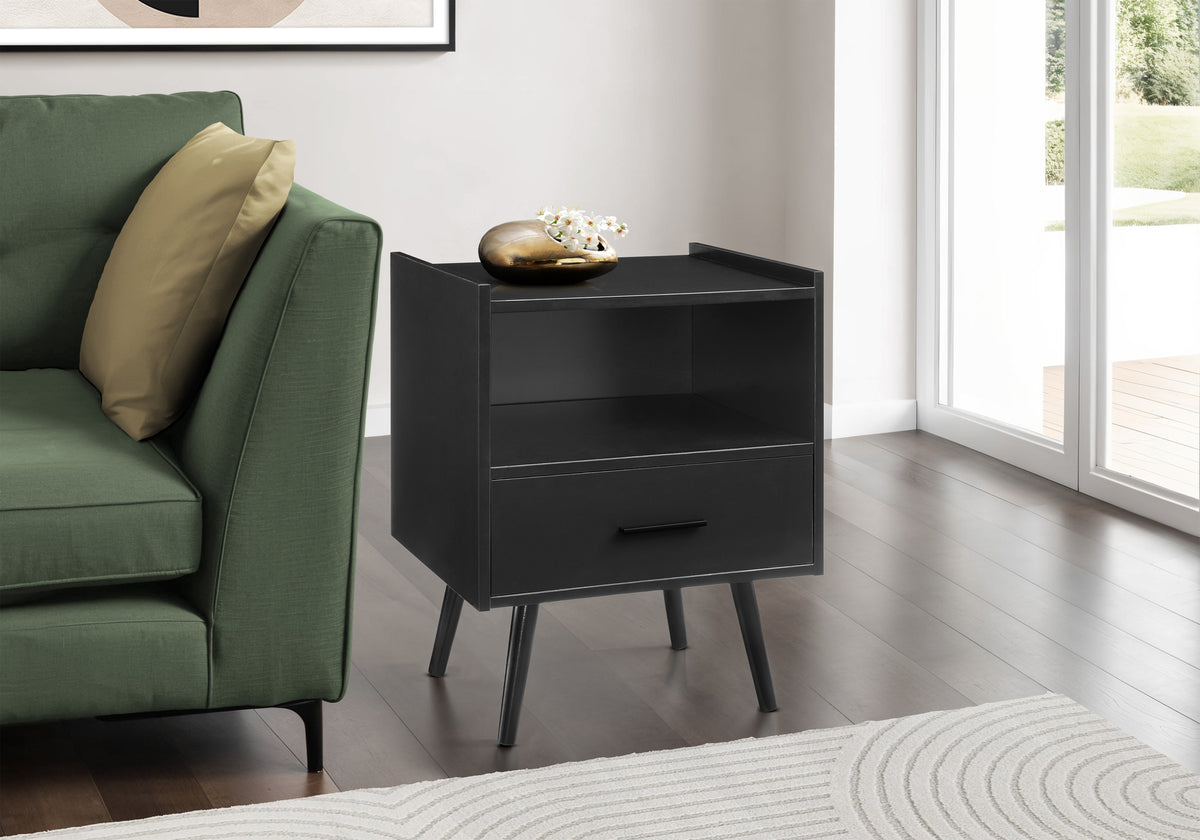 Accent Table 24"H White End Table with Drawer-Accent Tables-DECOROLALA