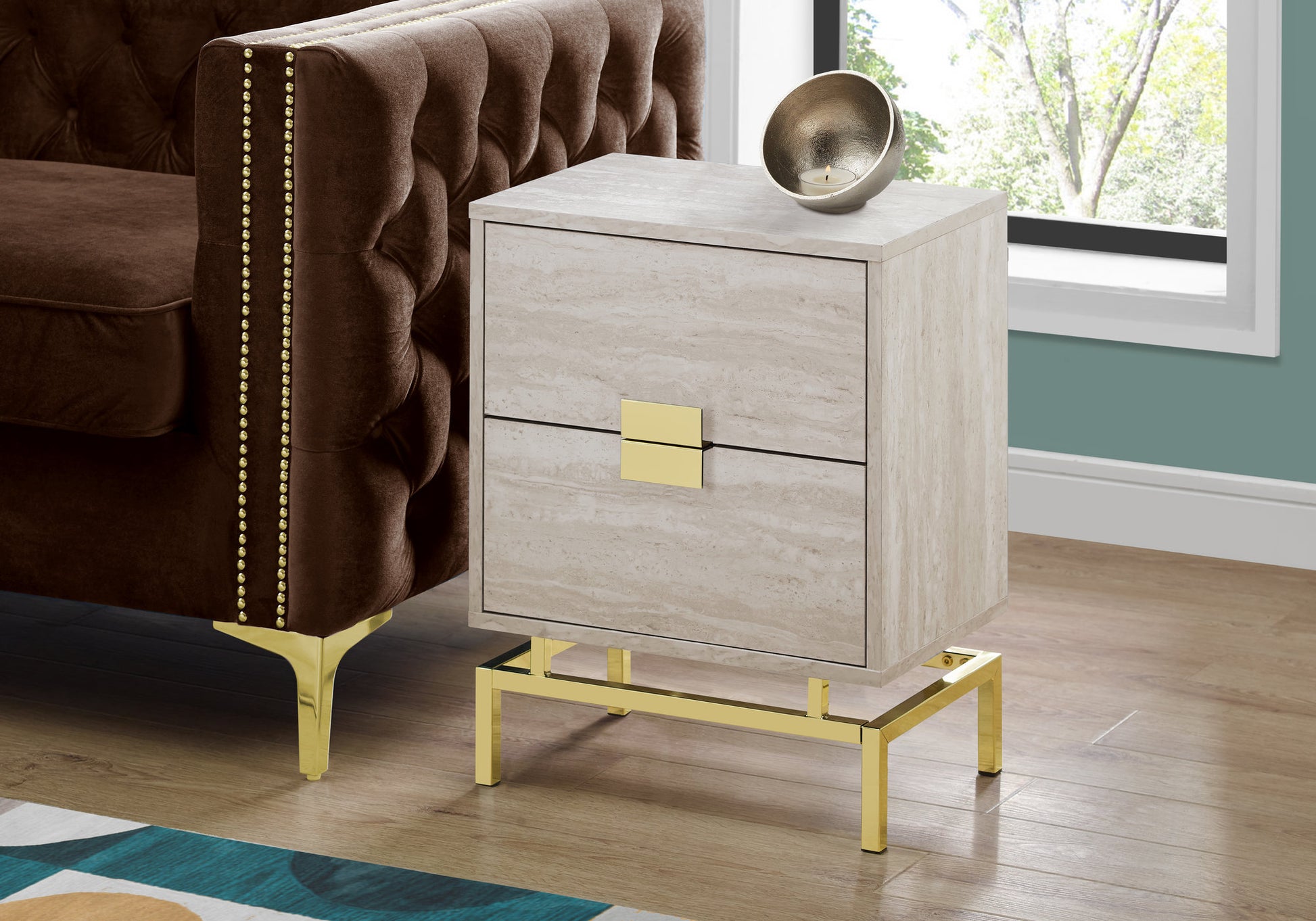 Accent Table 24"H with 2 Drawers-Accent Table-DECOROLALA
