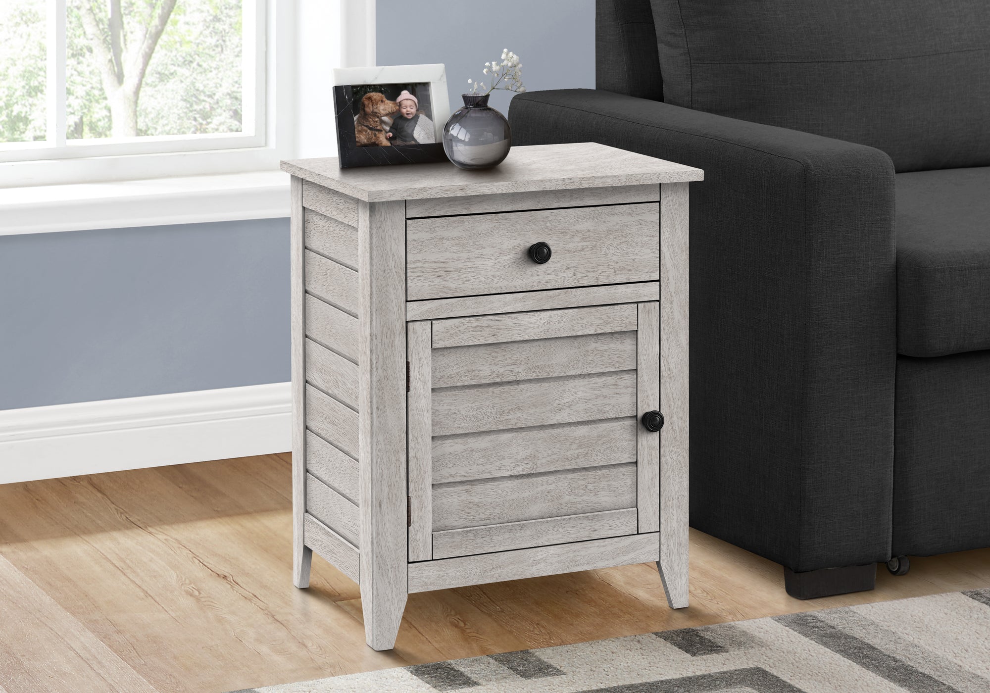 Accent Table 25"H Antique Green Veneer w/ Storage-Accent Table-DECOROLALA
