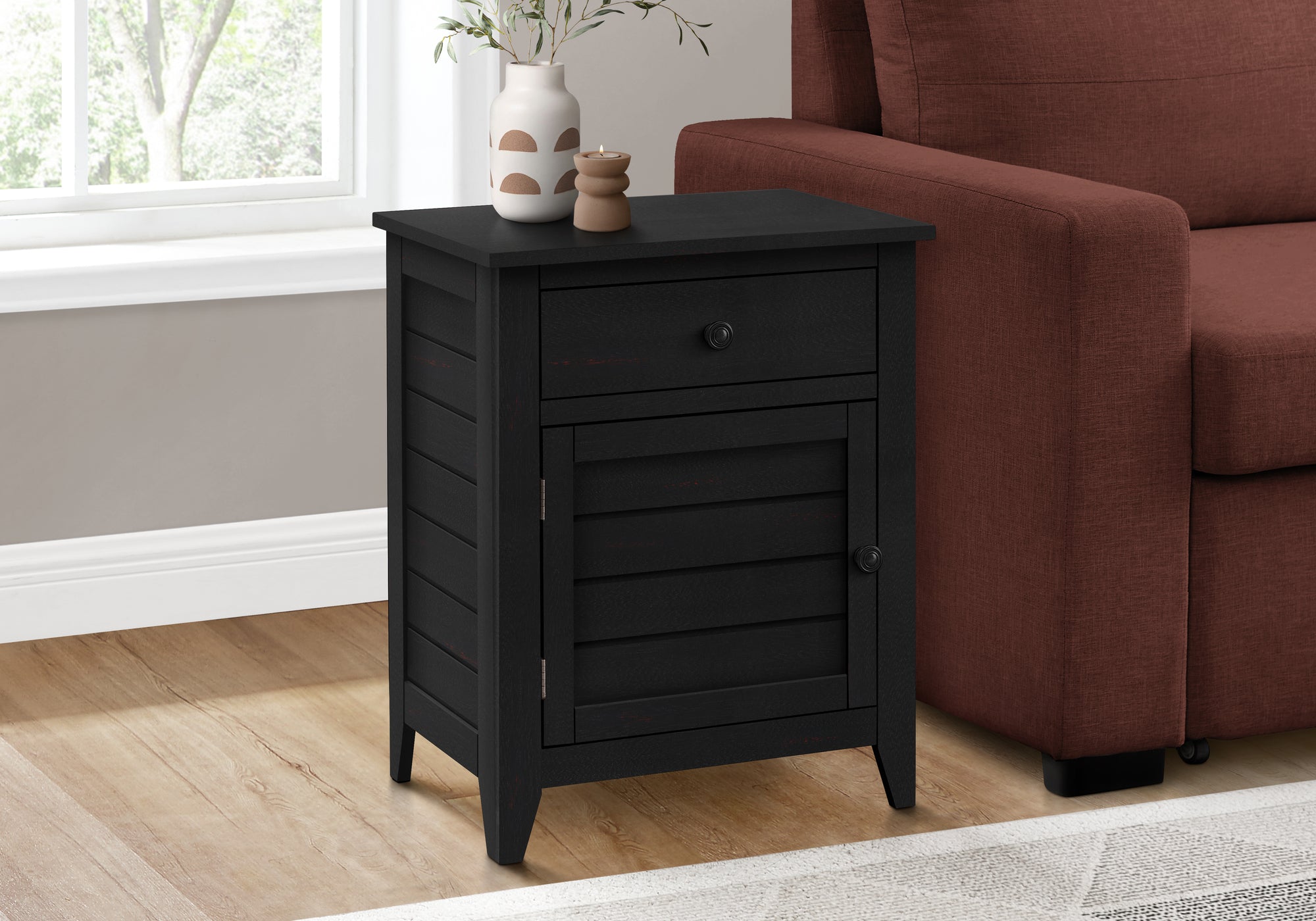 Accent Table 25"H Antique Green Veneer w/ Storage-Accent Table-DECOROLALA