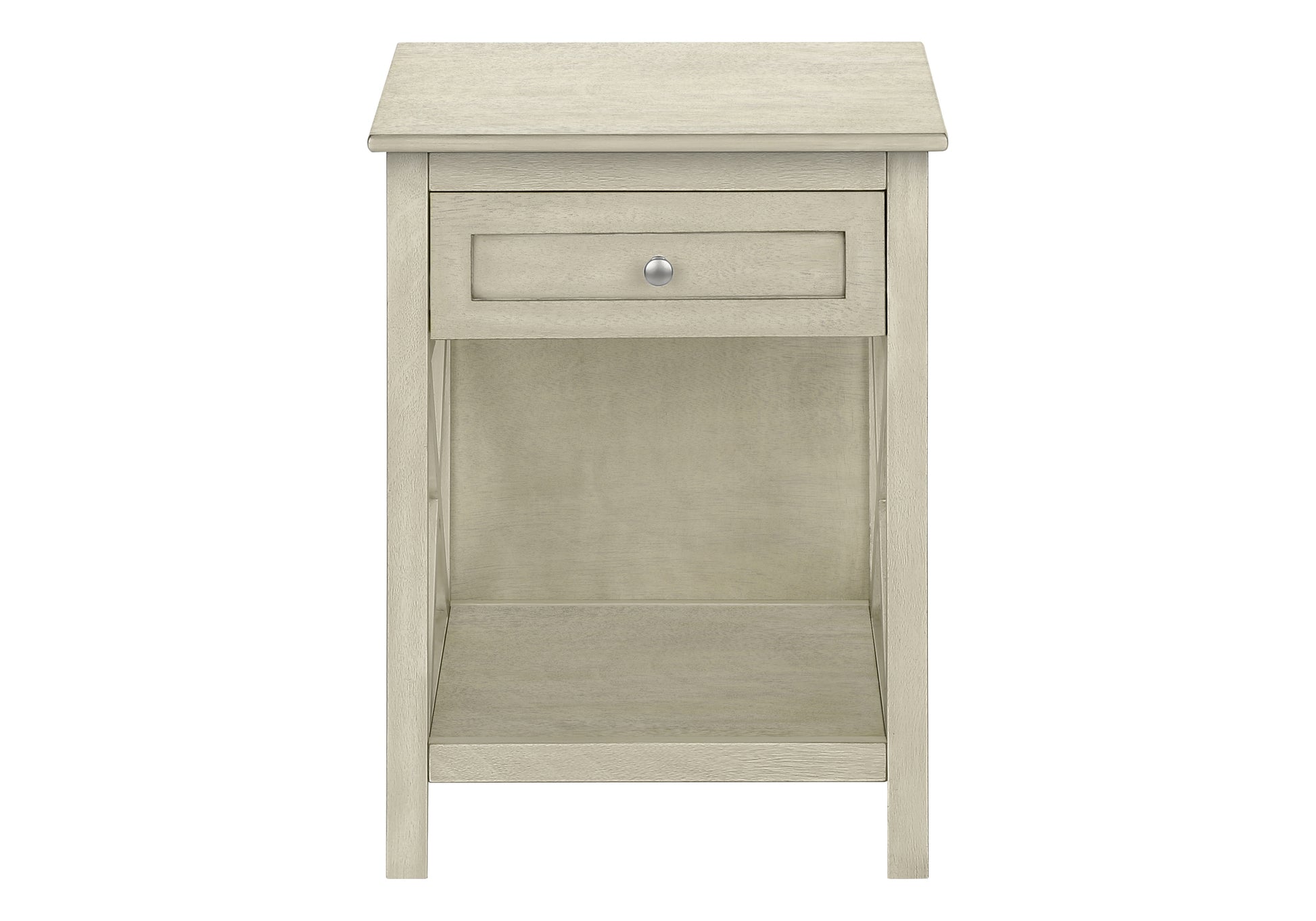 Accent Table 25"H Antique White Veneer with Drawer-Accent Table-DECOROLALA