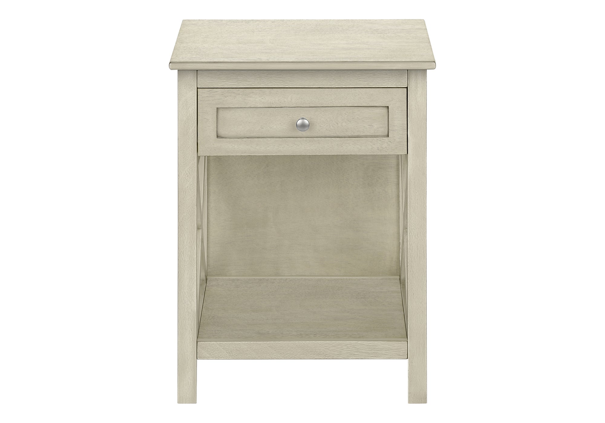 Accent Table 25"H Antique White Veneer with Drawer-Accent Table-DECOROLALA
