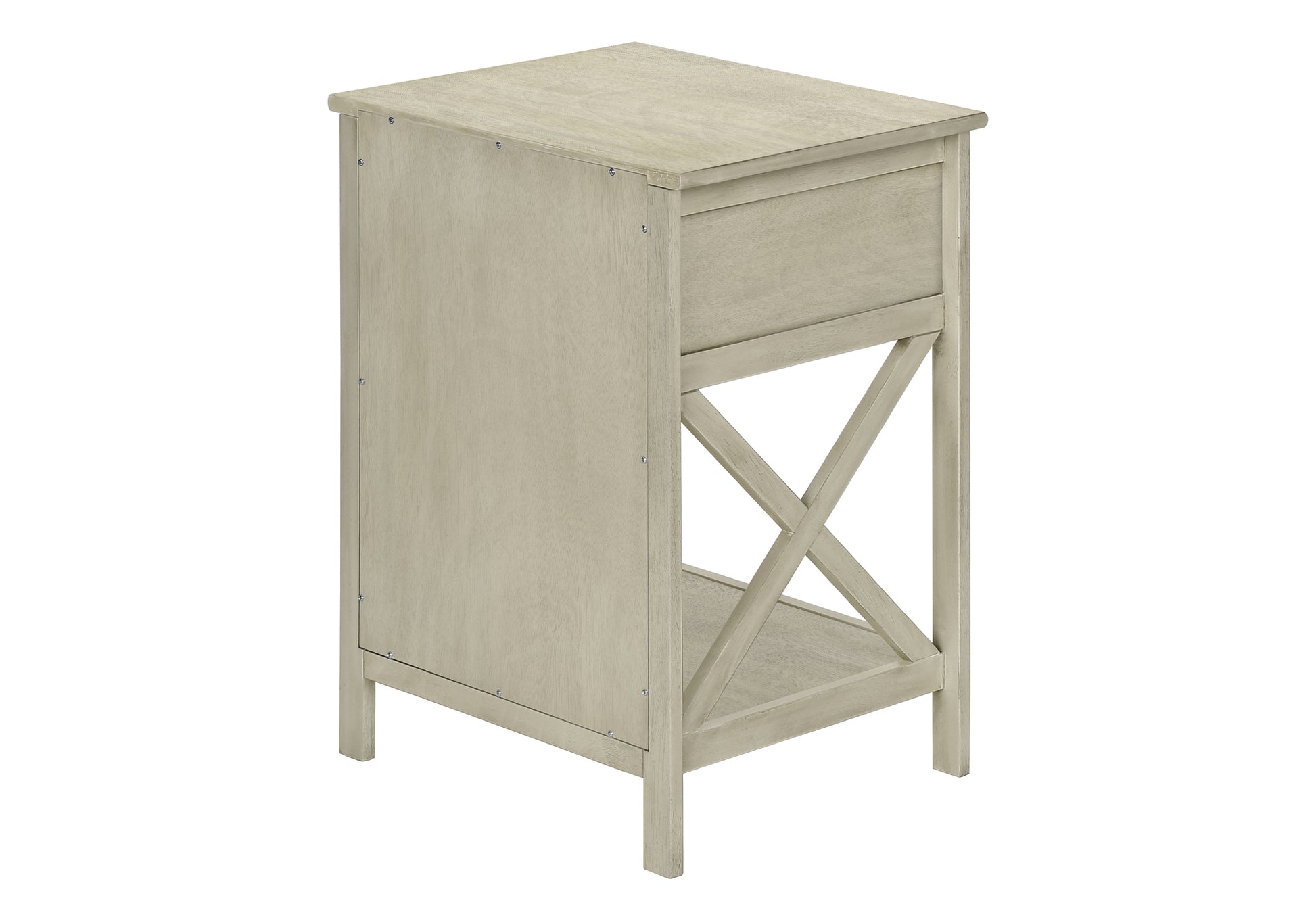Accent Table 25"H Antique White Veneer with Drawer-Accent Table-DECOROLALA