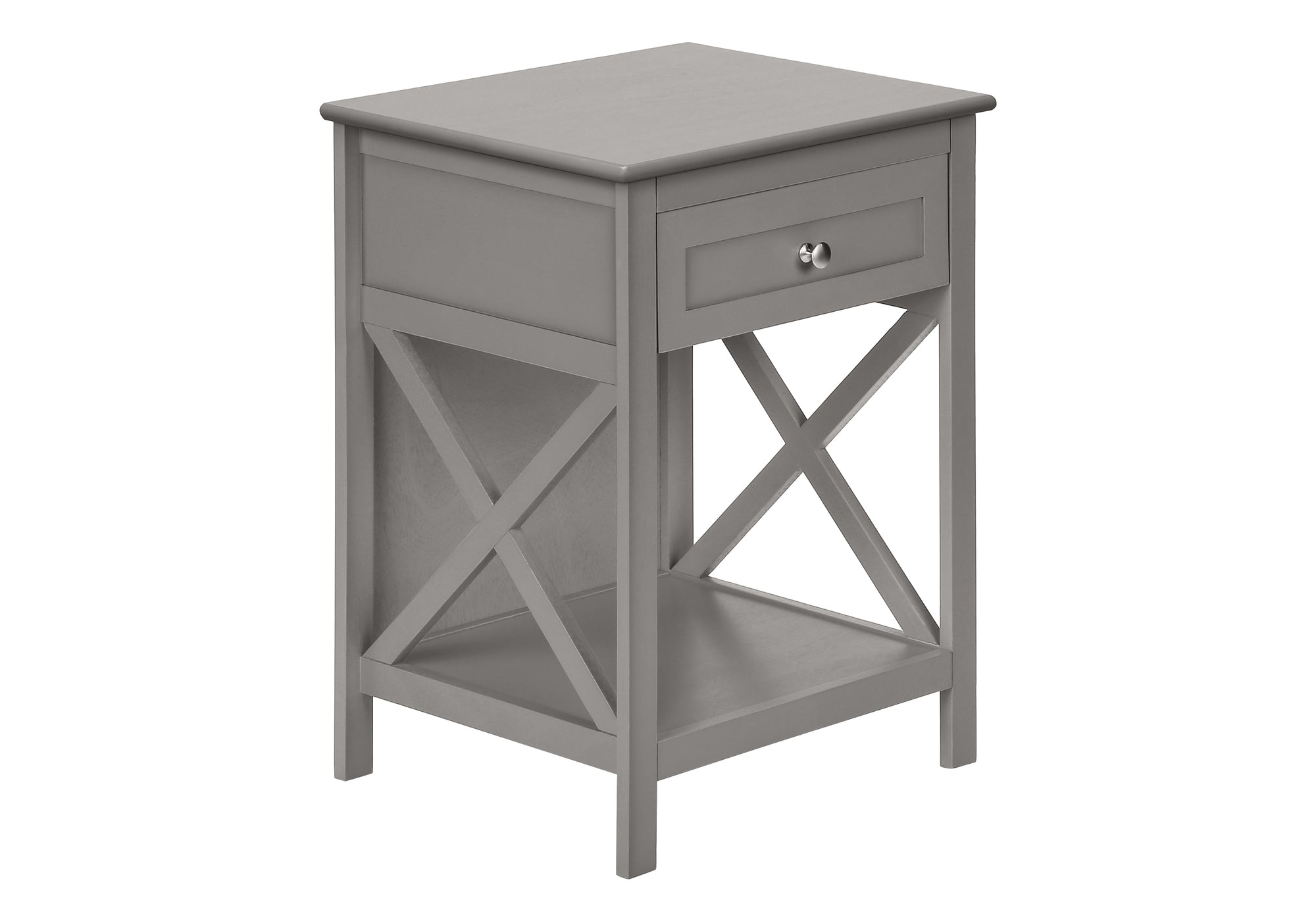 Accent Table 25"H Antique White Veneer with Drawer-Accent Table-DECOROLALA