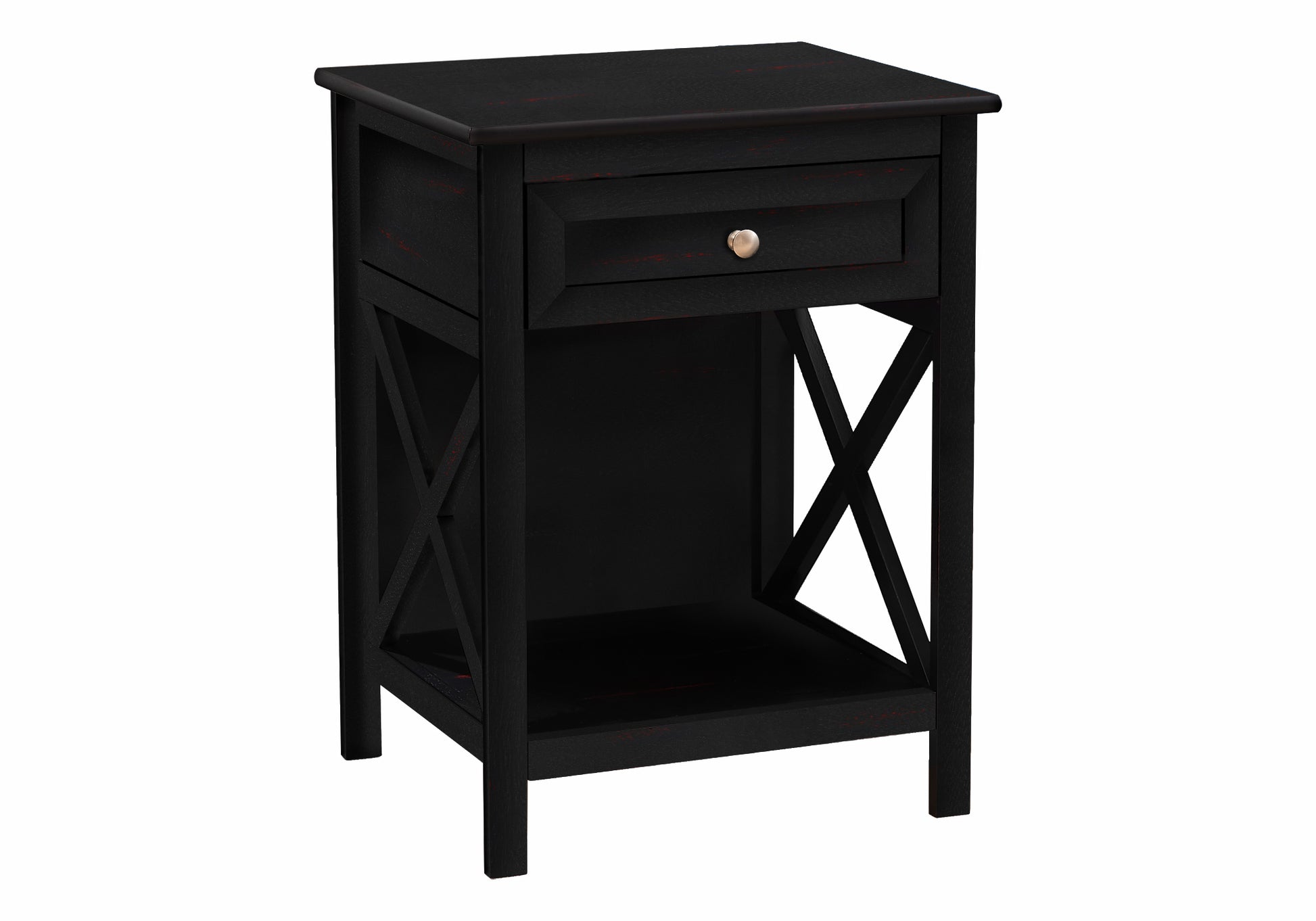 Accent Table 25"H Antique White Veneer with Drawer-Accent Table-DECOROLALA