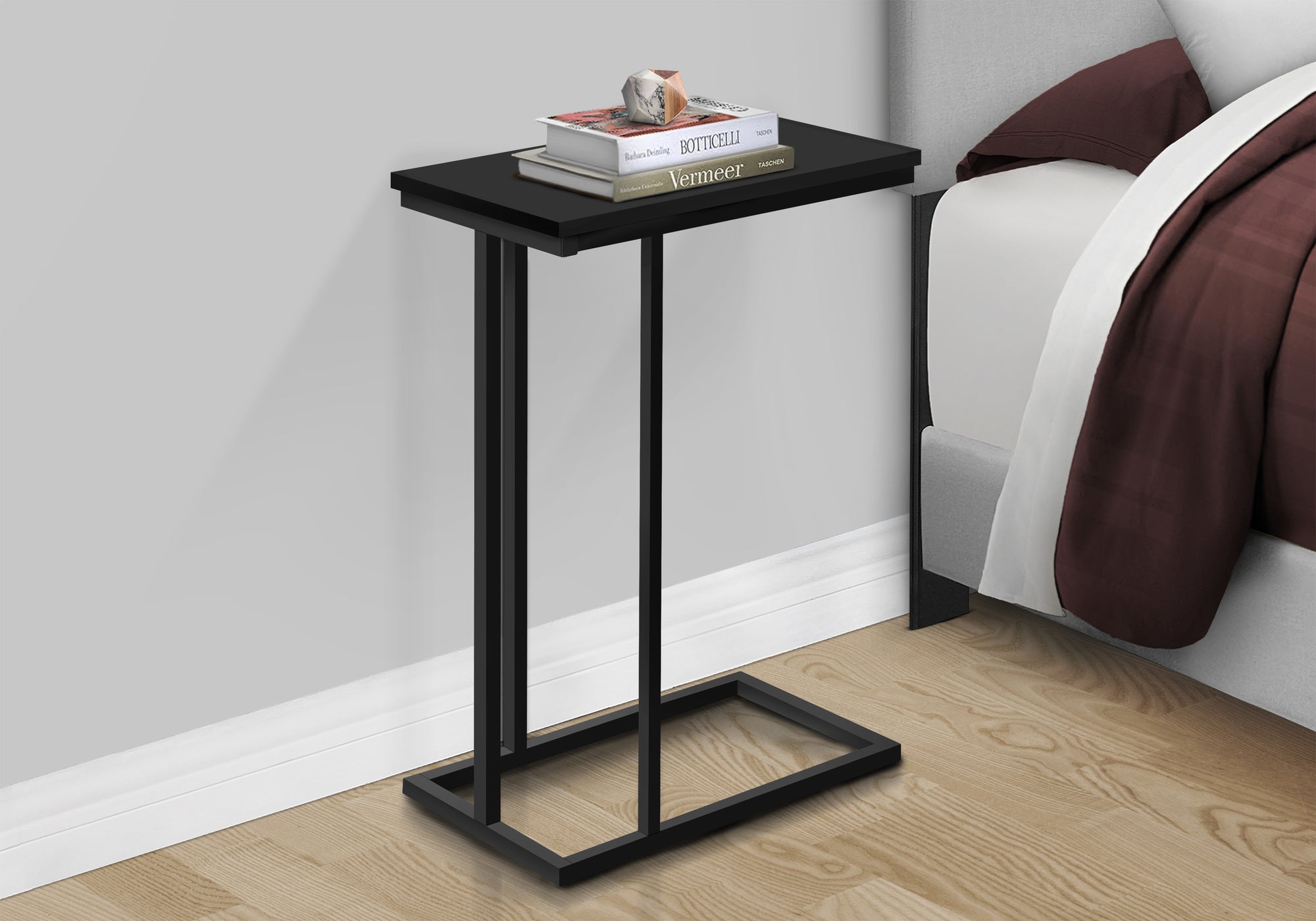 Accent Table - 25"H - Black Laminate C Shape-Accent Table-DECOROLALA